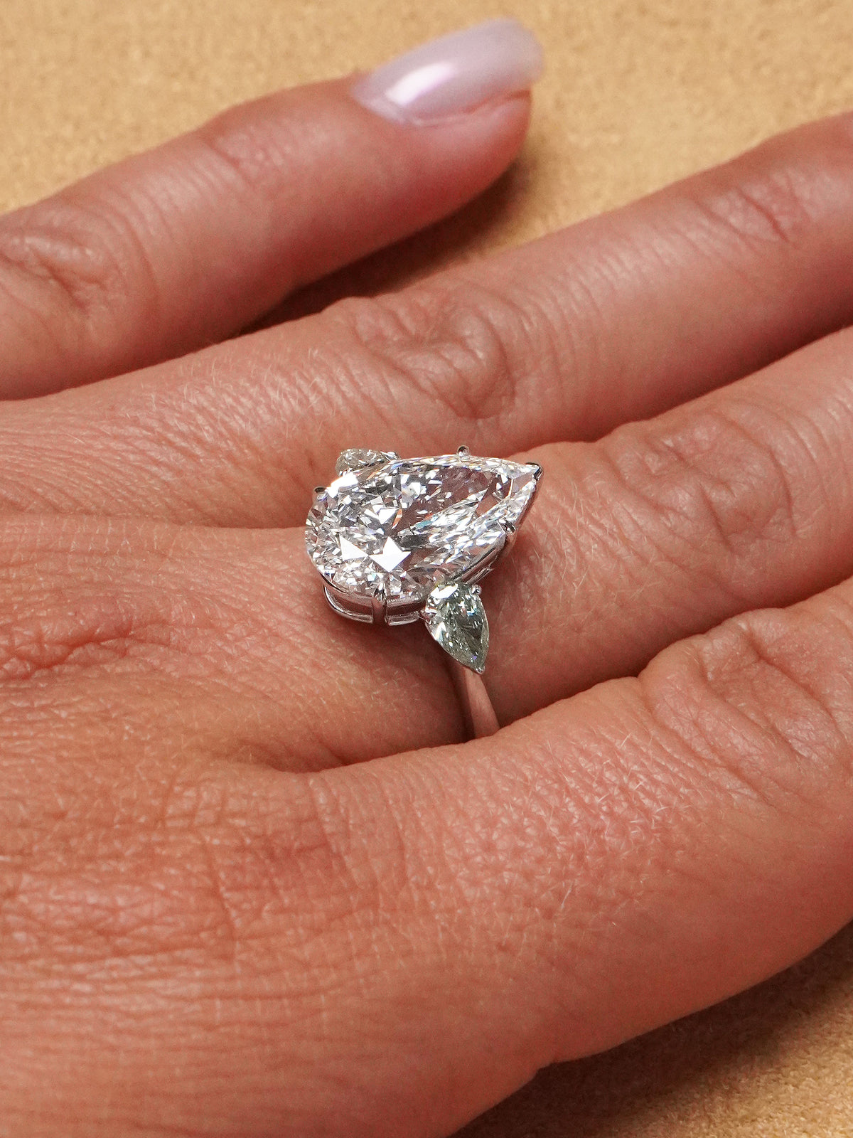 5.68 Ct Pear & Fancy Light Green Lab-Grown Diamond Ring – IGI Certified / VVS2 / 18K White Gold