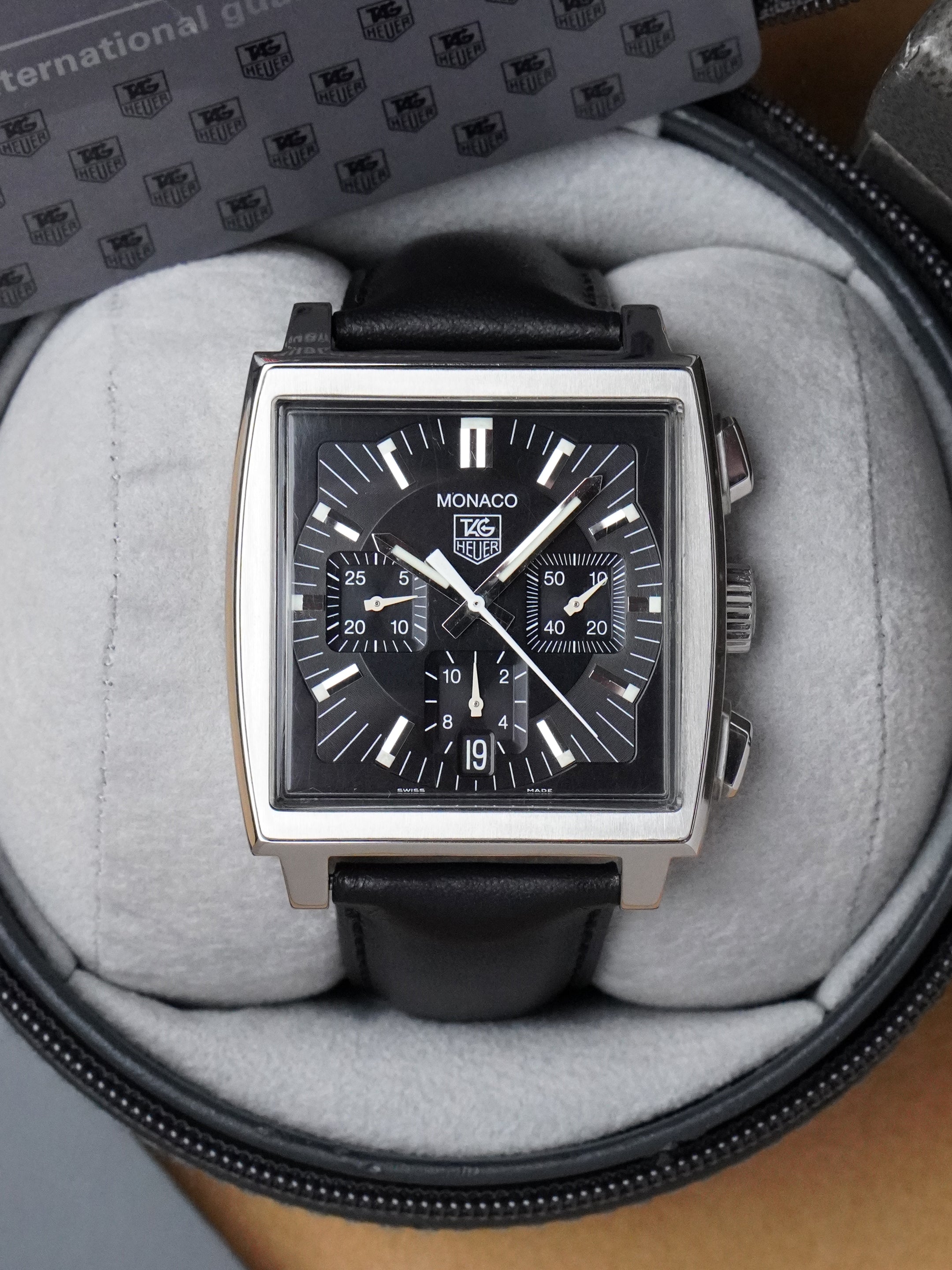 TAG Heuer Monaco CW2111-0 - Stainless Steel, Black Dial, Automatic, Full Set (2008)