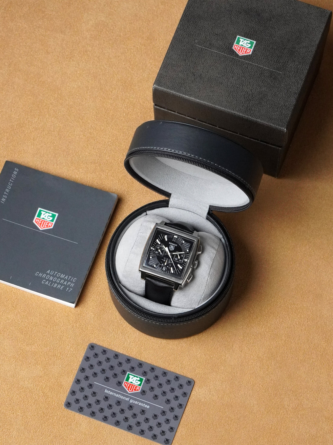 TAG Heuer Monaco CW2111-0 - Stainless Steel, Black Dial, Automatic, Full Set (2008)