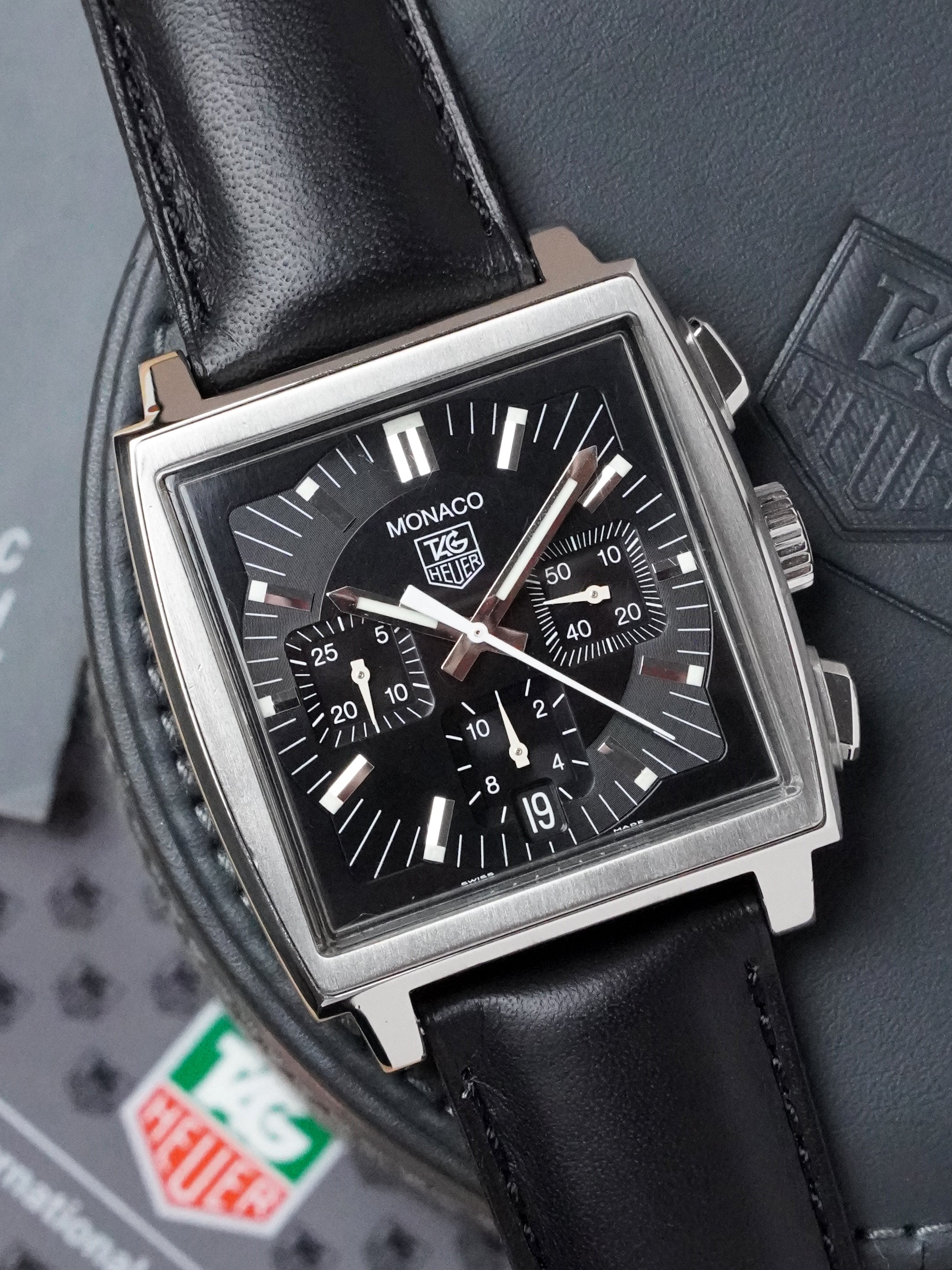 TAG Heuer Monaco CW2111-0 - Stainless Steel, Black Dial, Automatic, Full Set (2008)