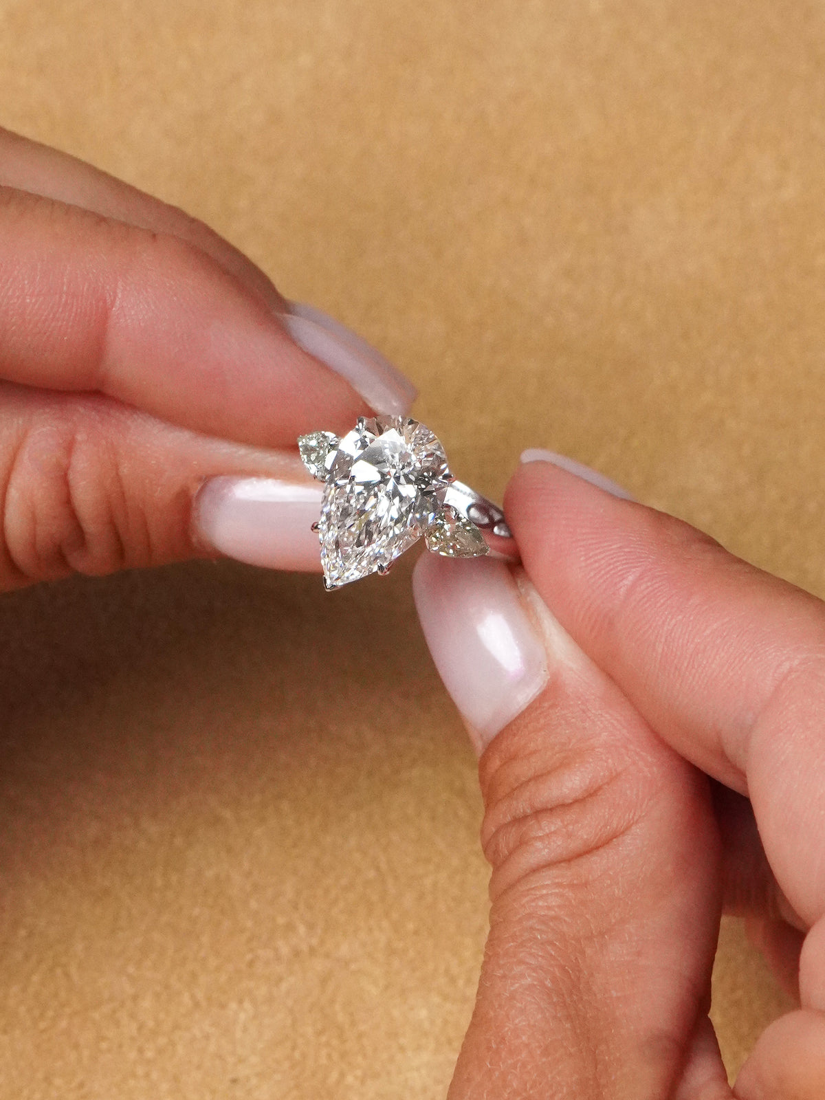 5.68 Ct Pear & Fancy Light Green Lab-Grown Diamond Ring – IGI Certified / VVS2 / 18K White Gold