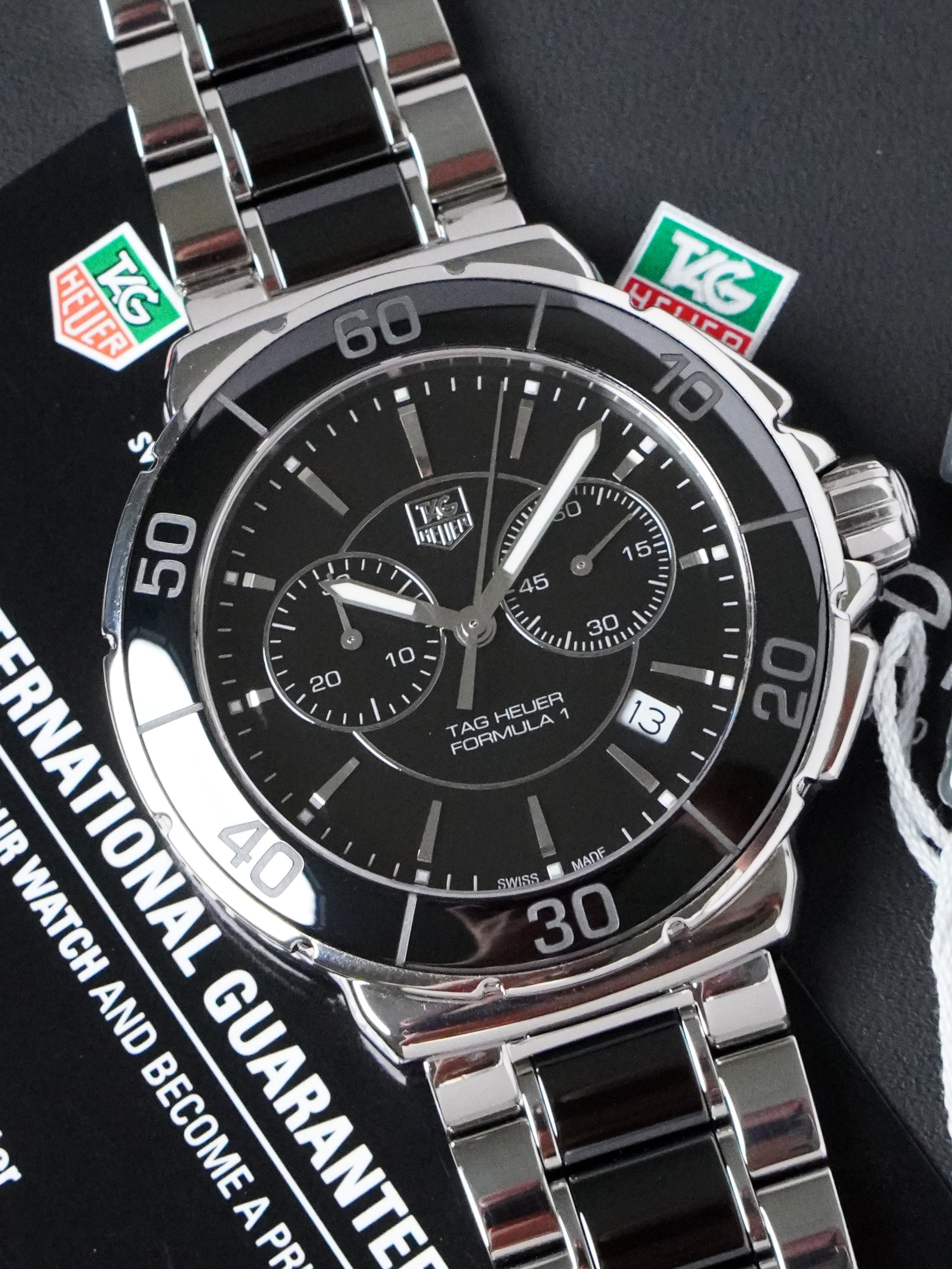 TAG Heuer Formula 1 CAH1210 - Ceramic / Stainless Steel, Black Dial, Quartz, Full Set (2011)