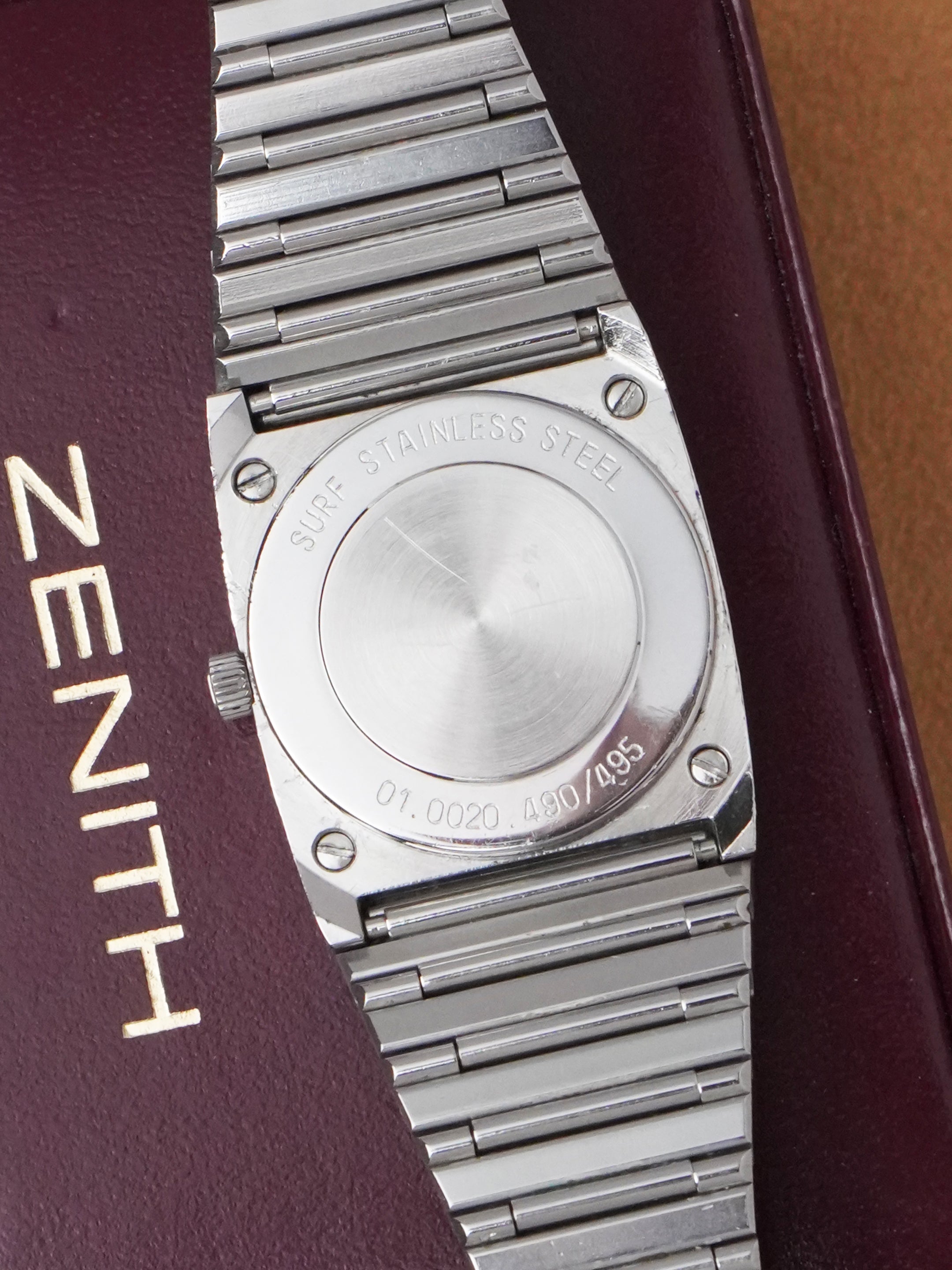Zenith Port Royal 01.0020.490/495 - Stainless Steel, Black Dial, Quartz, Box Only (1975)