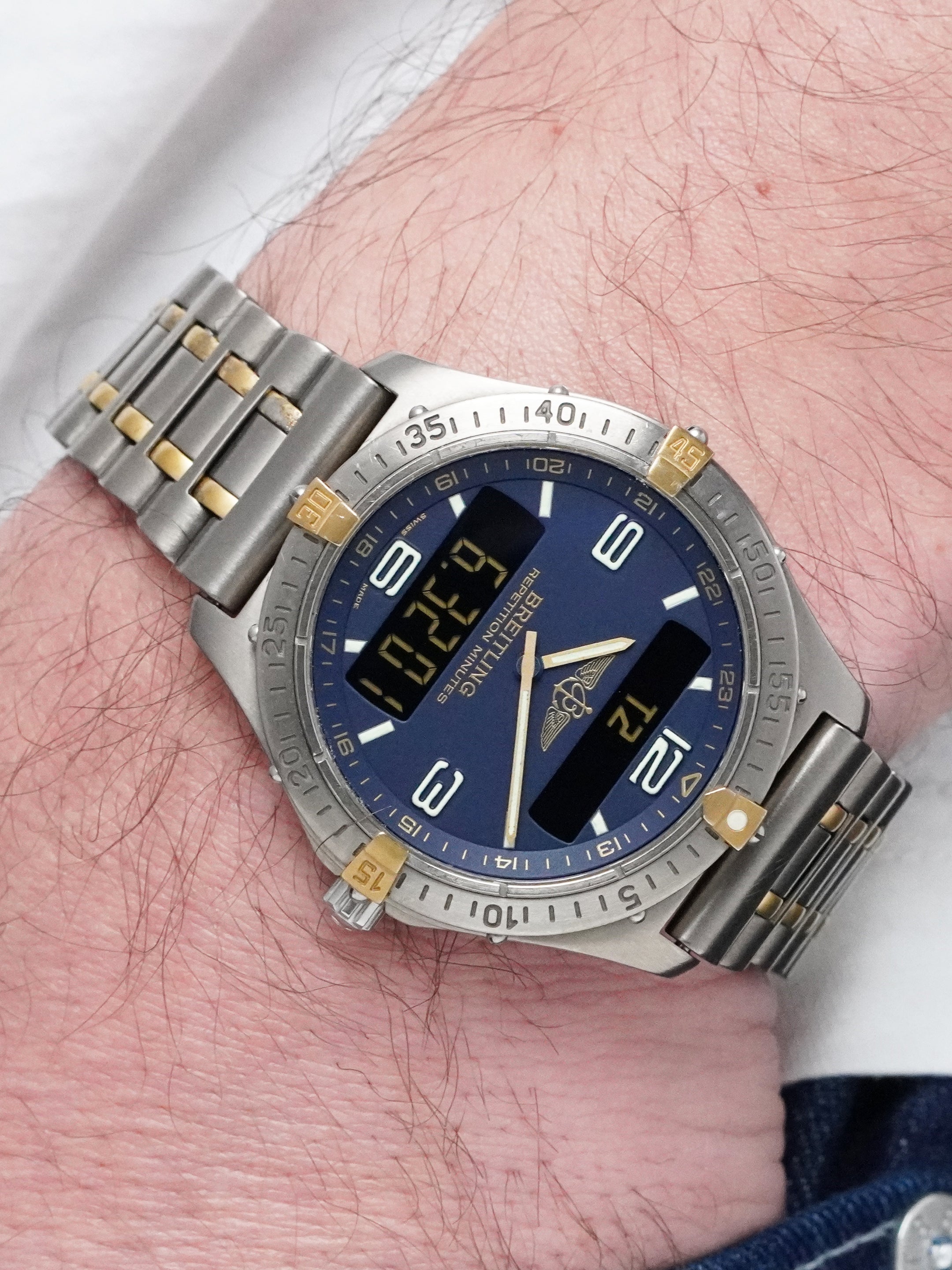 Breitling Aerospace F65062 - Titanium/Gold, Blue Dial, Quartz, Full Set (1997)
