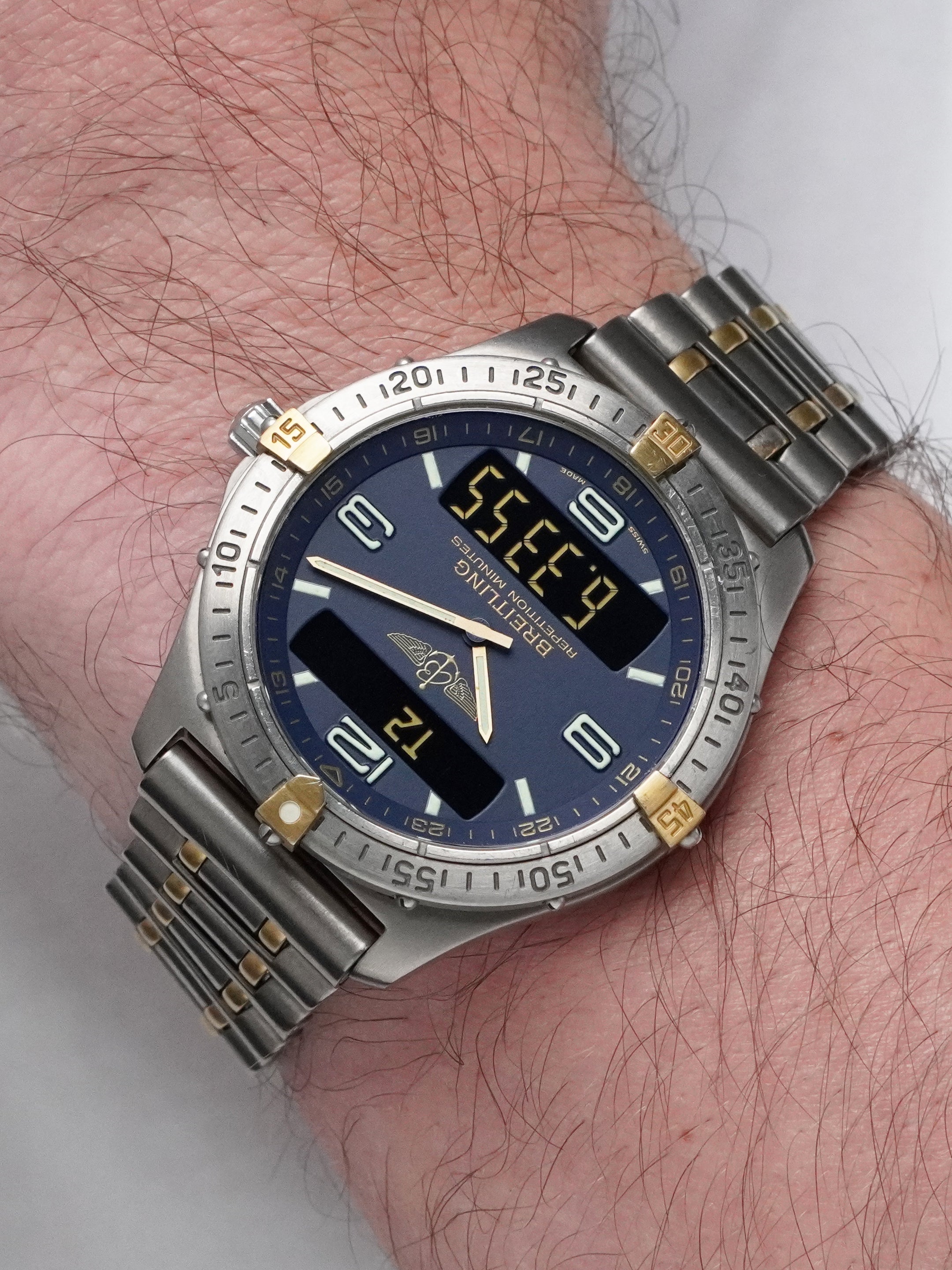 Breitling Aerospace F65062 - Titanium/Gold, Blue Dial, Quartz, Full Set (1997)