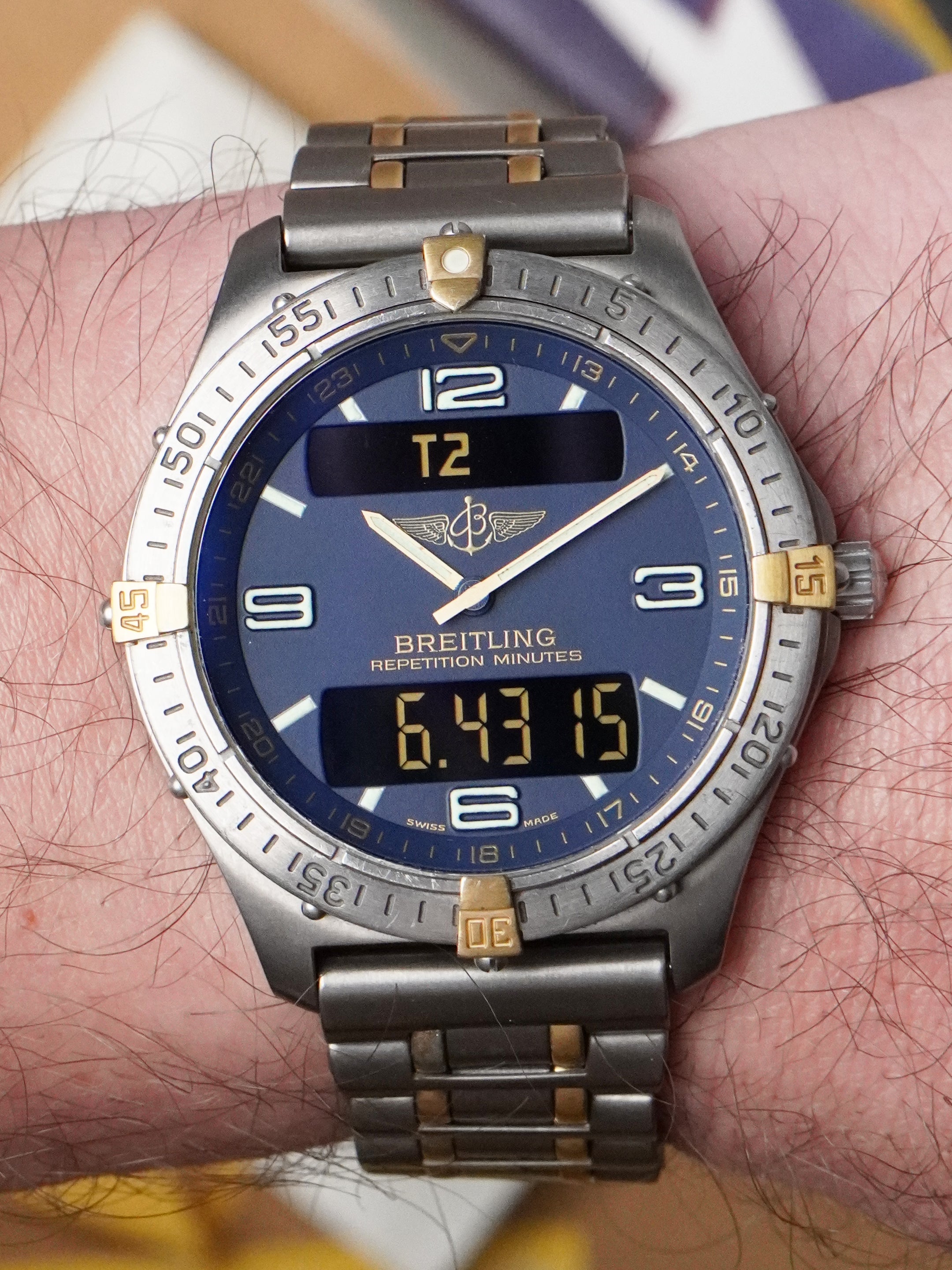 Breitling Aerospace F65062 - Titanium/Gold, Blue Dial, Quartz, Full Set (1997)
