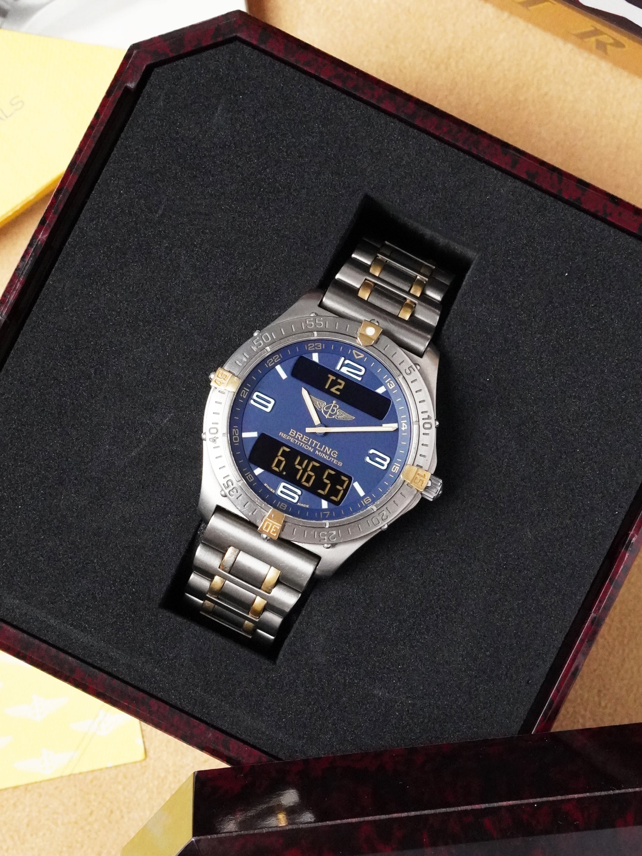 Breitling Aerospace F65062 - Titanium/Gold, Blue Dial, Quartz, Full Set (1997)