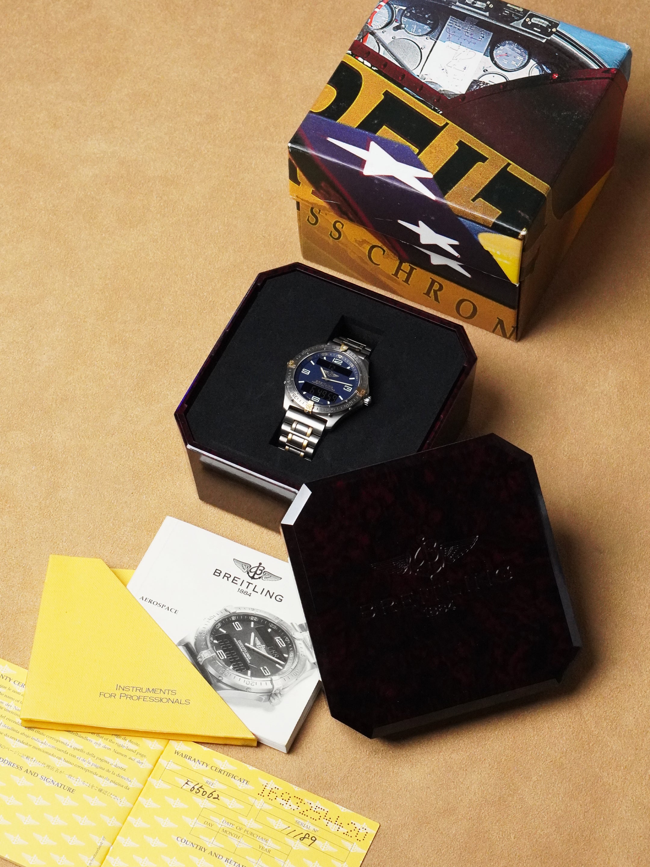 Breitling Aerospace F65062 - Titanium/Gold, Blue Dial, Quartz, Full Set (1997)