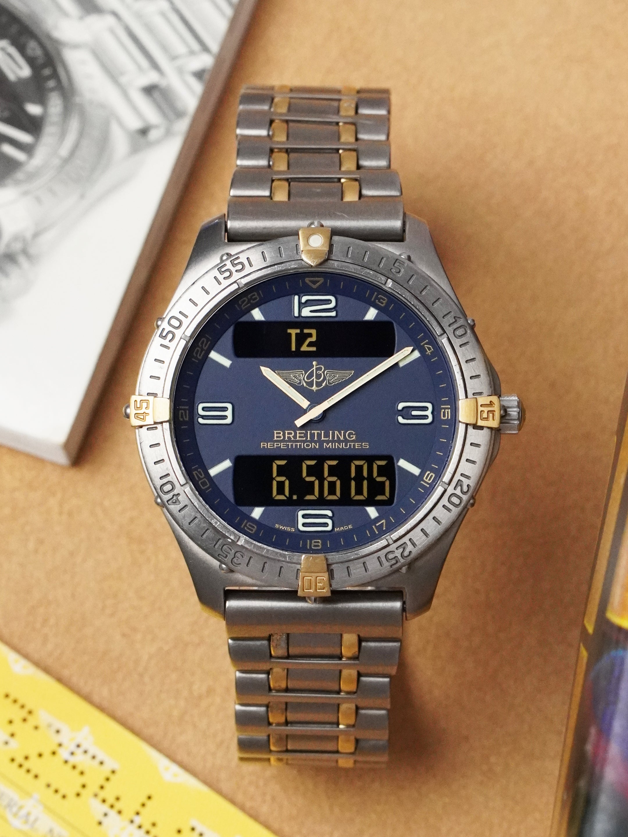 Breitling Aerospace F65062 - Titanium/Gold, Blue Dial, Quartz, Full Set (1997)