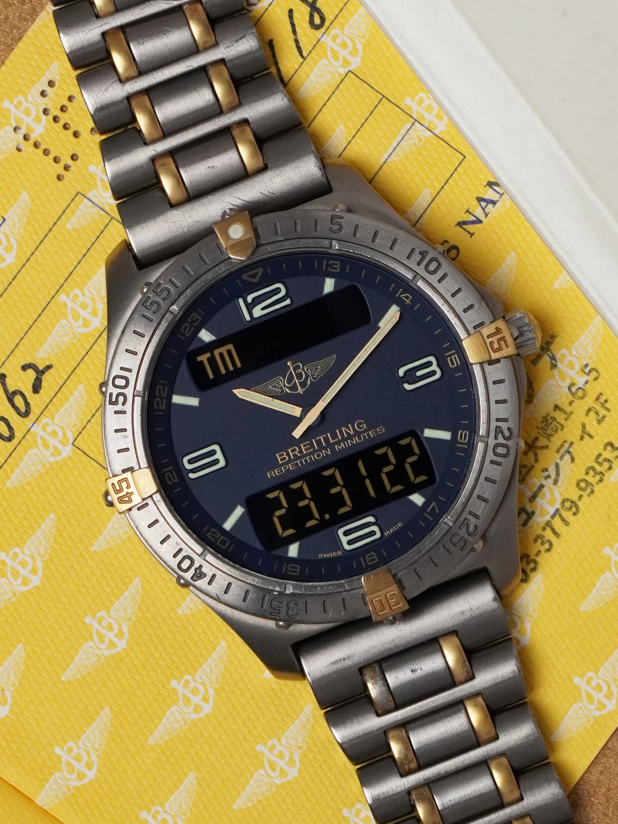 Breitling Aerospace F65062 - Titanium/Gold, Blue Dial, Quartz, Full Set (1997)