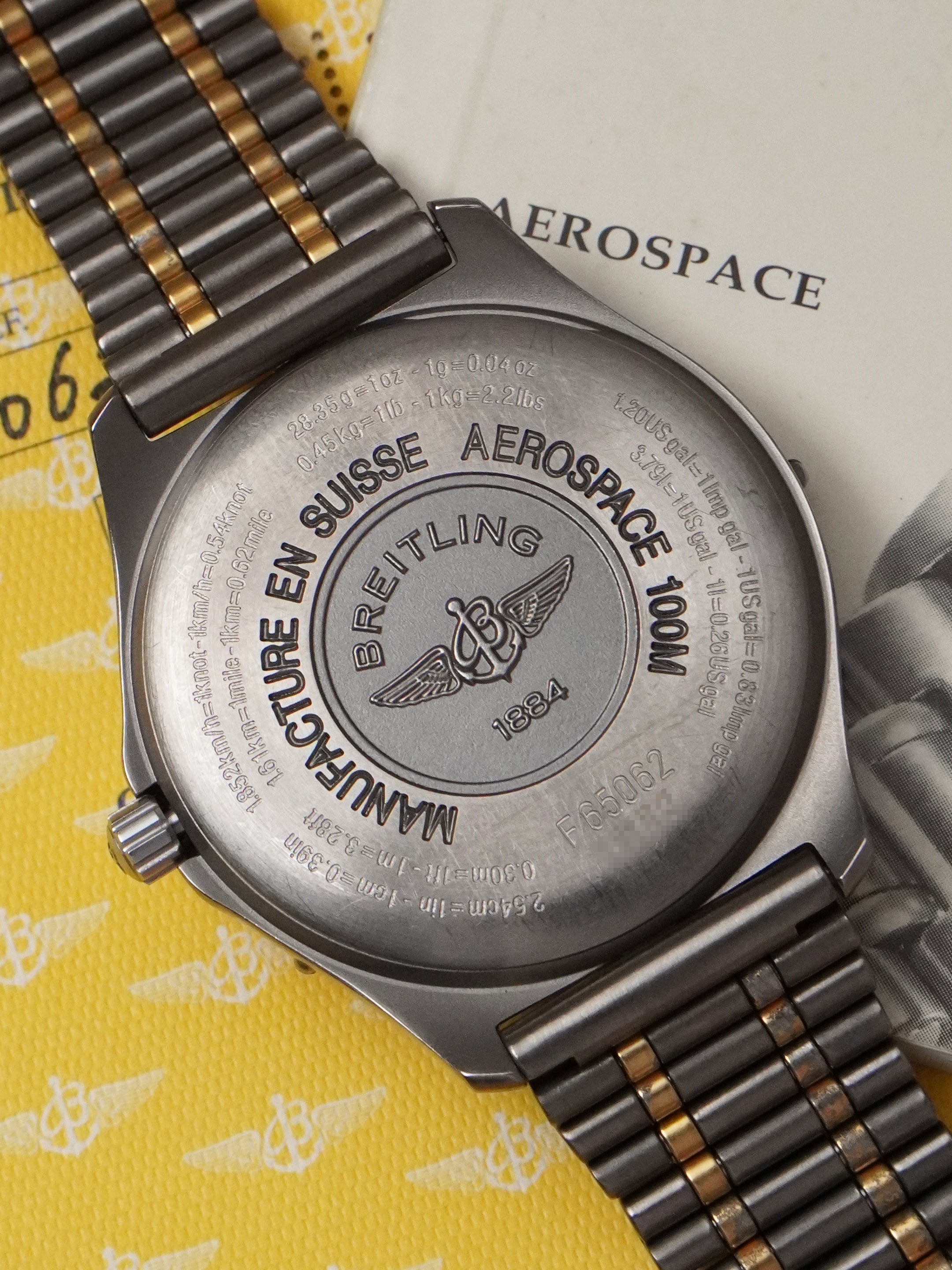 Breitling Aerospace F65062 - Titanium/Gold, Blue Dial, Quartz, Full Set (1997)