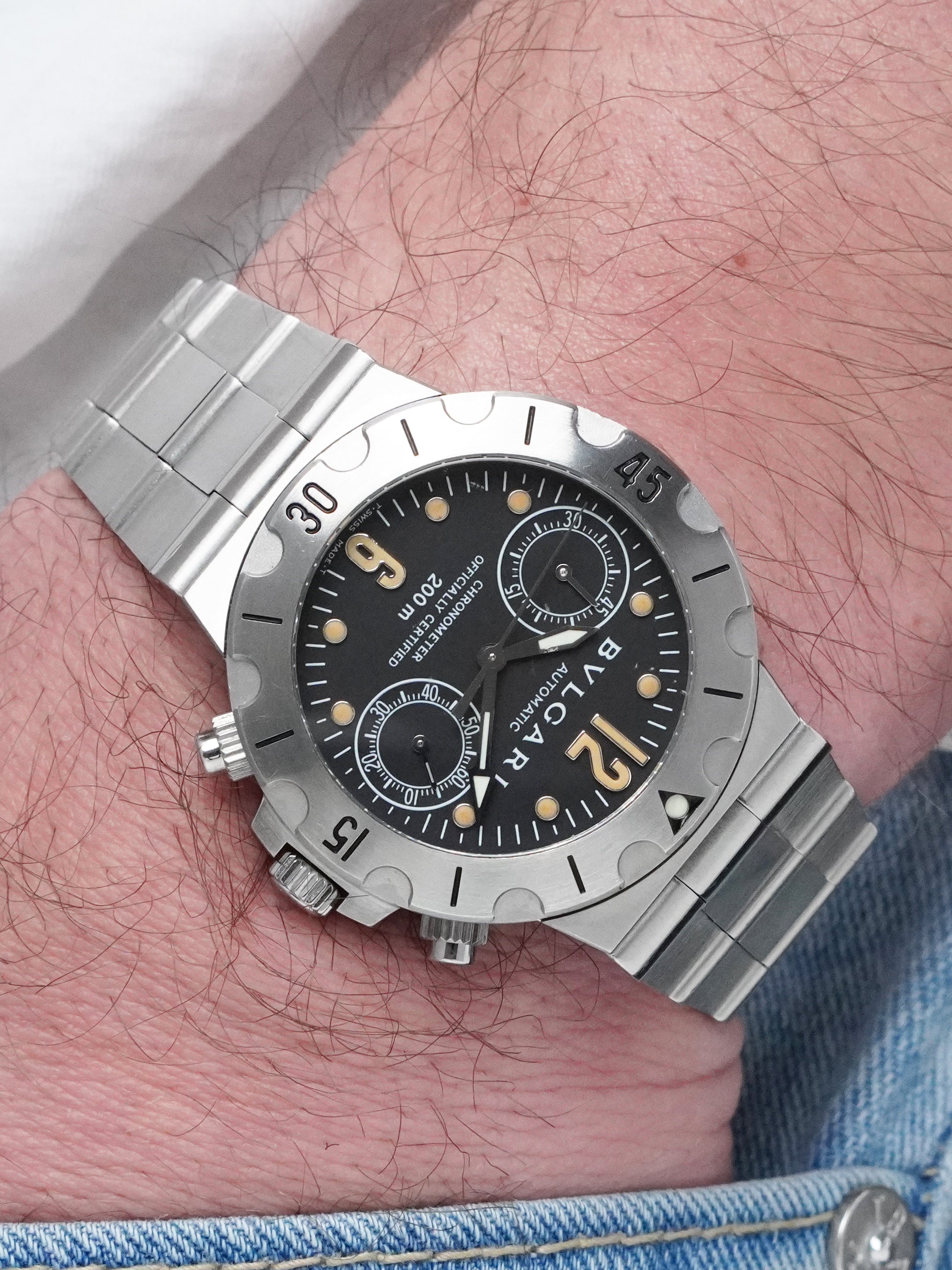 Bvlgari Diagono Scuba Chronograph SCB38S - Stainless Steel, Black Dial, Automatic, Full Set (1999)