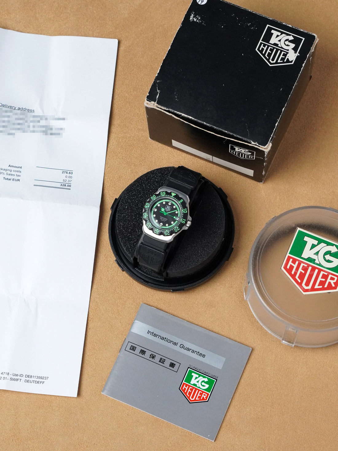 TAG Heuer Formula 1 Quartz WA1215 - Stainless Steel, Black Dial, Quartz, Full Set (1992)