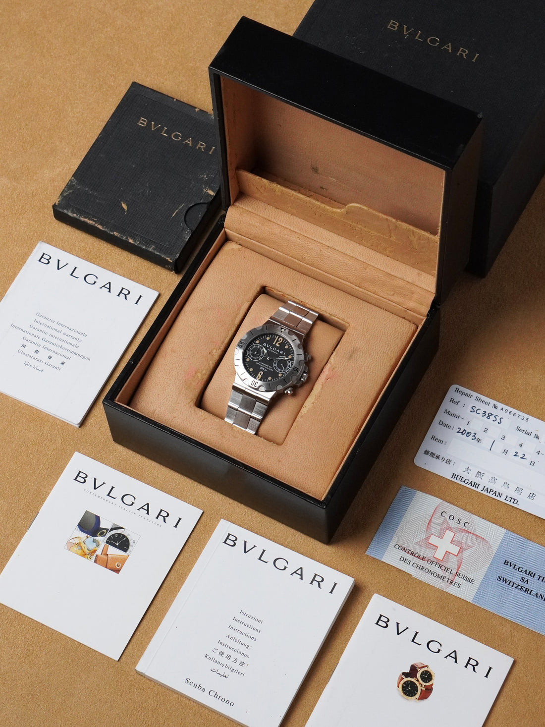 Bvlgari Diagono Scuba Chronograph SCB38S - Stainless Steel, Black Dial, Automatic, Full Set (1999)