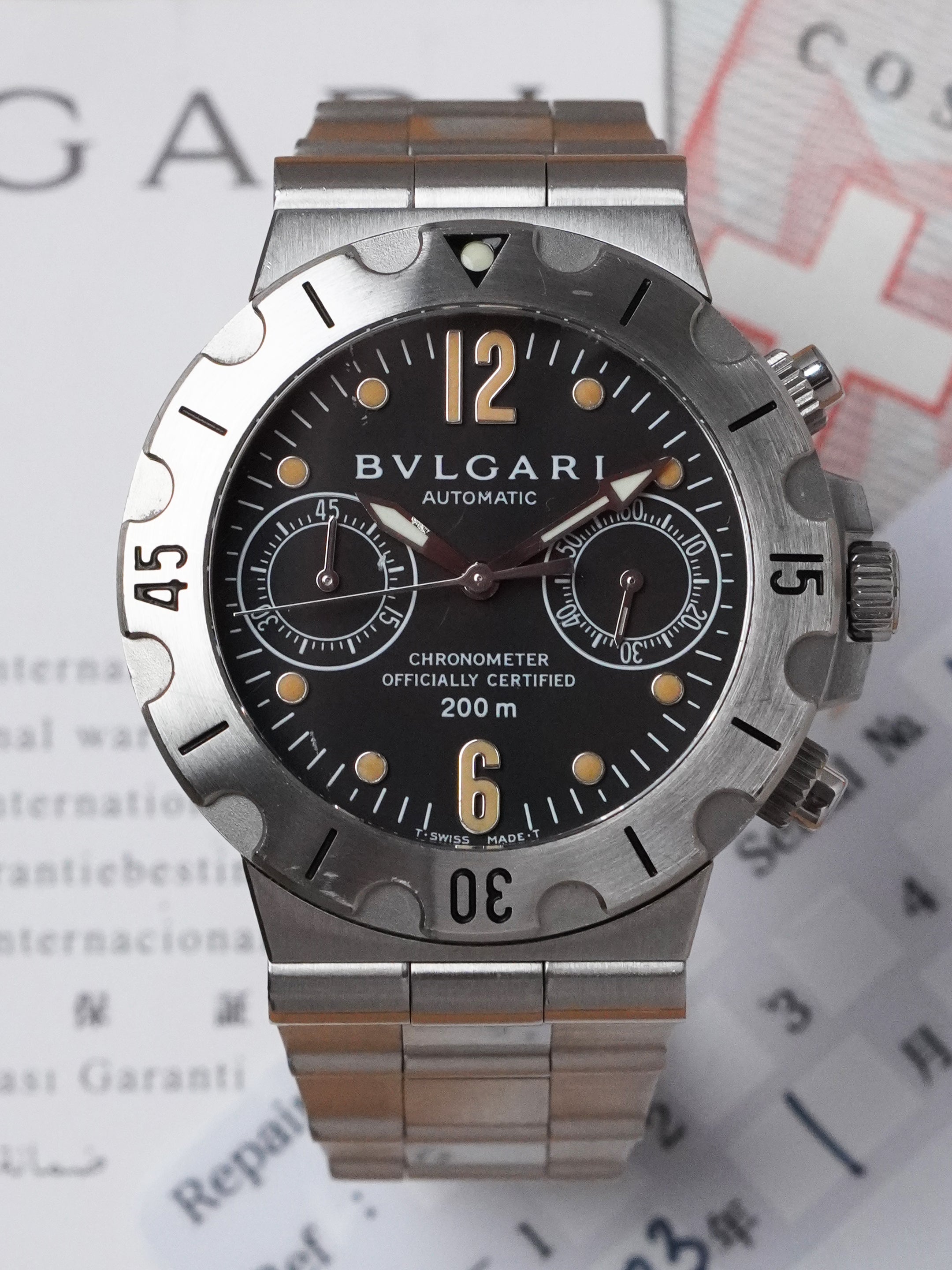 Bvlgari Diagono Scuba Chronograph SCB38S - Stainless Steel, Black Dial, Automatic, Full Set (1999)