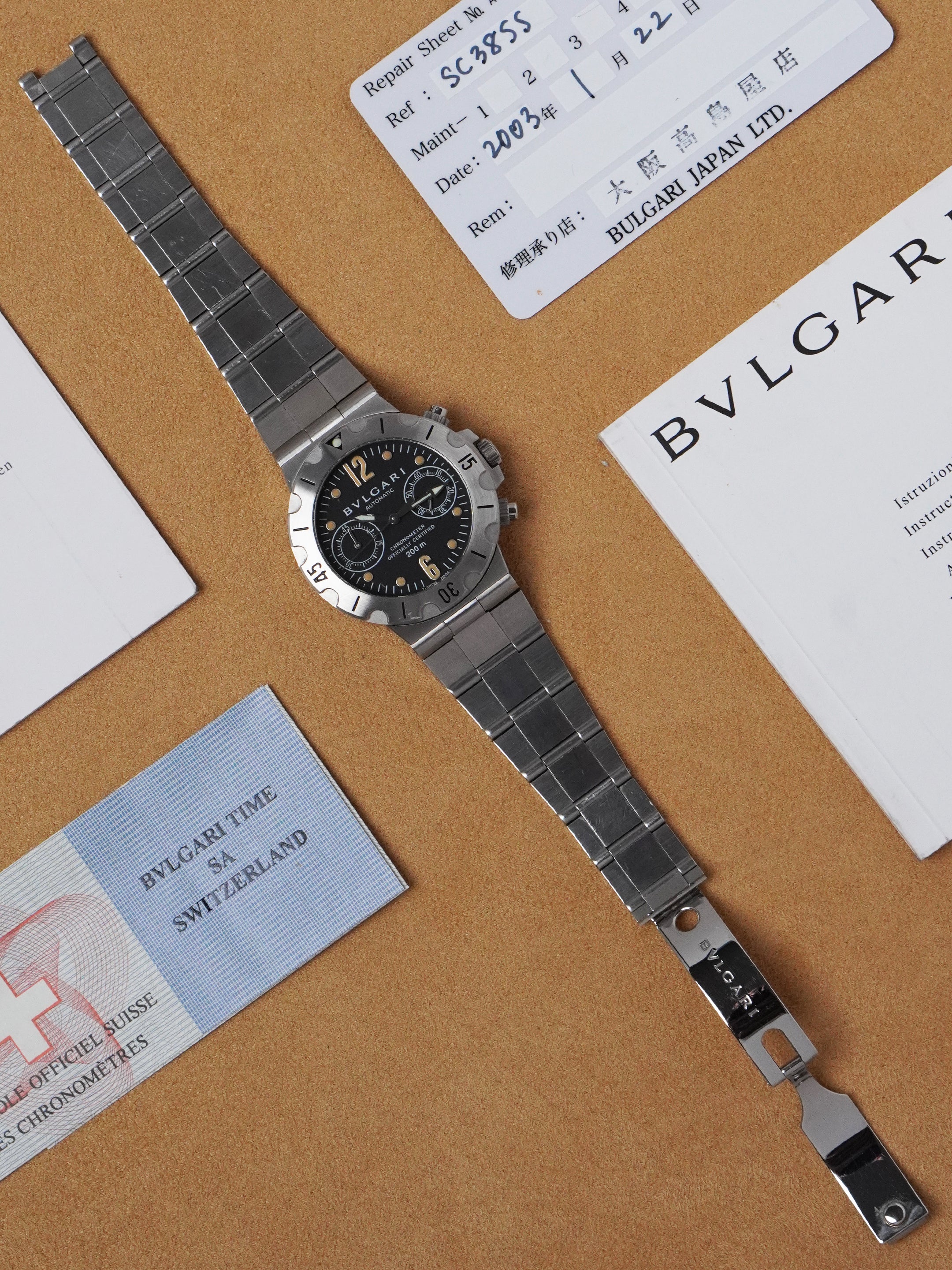 Bvlgari Diagono Scuba Chronograph SCB38S - Stainless Steel, Black Dial, Automatic, Full Set (1999)