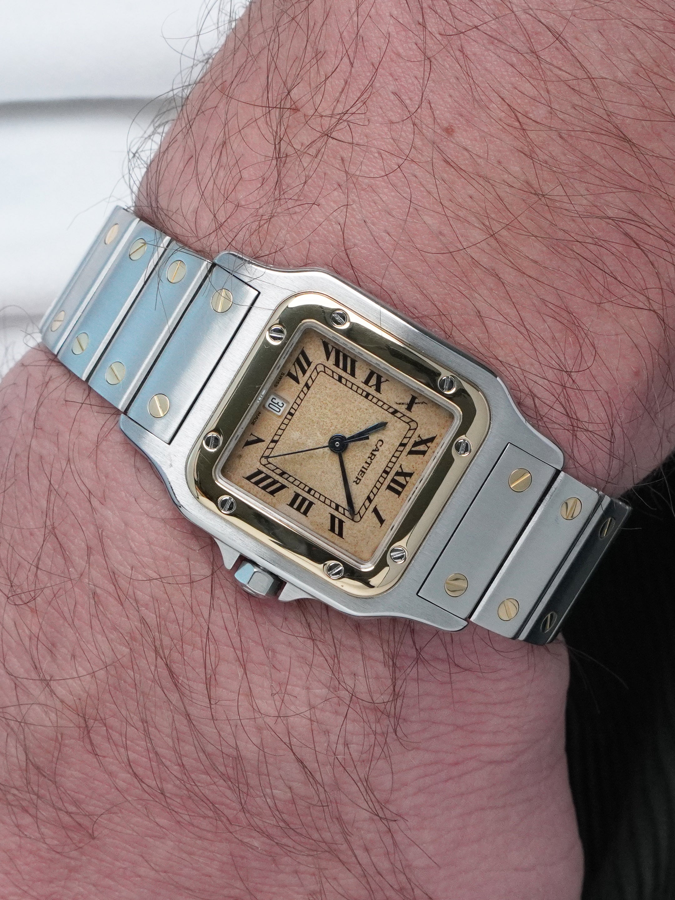 Cartier Santos Galbée 187901 - Steel/Gold, Tropical Dial, Quartz, Full Set (1993)