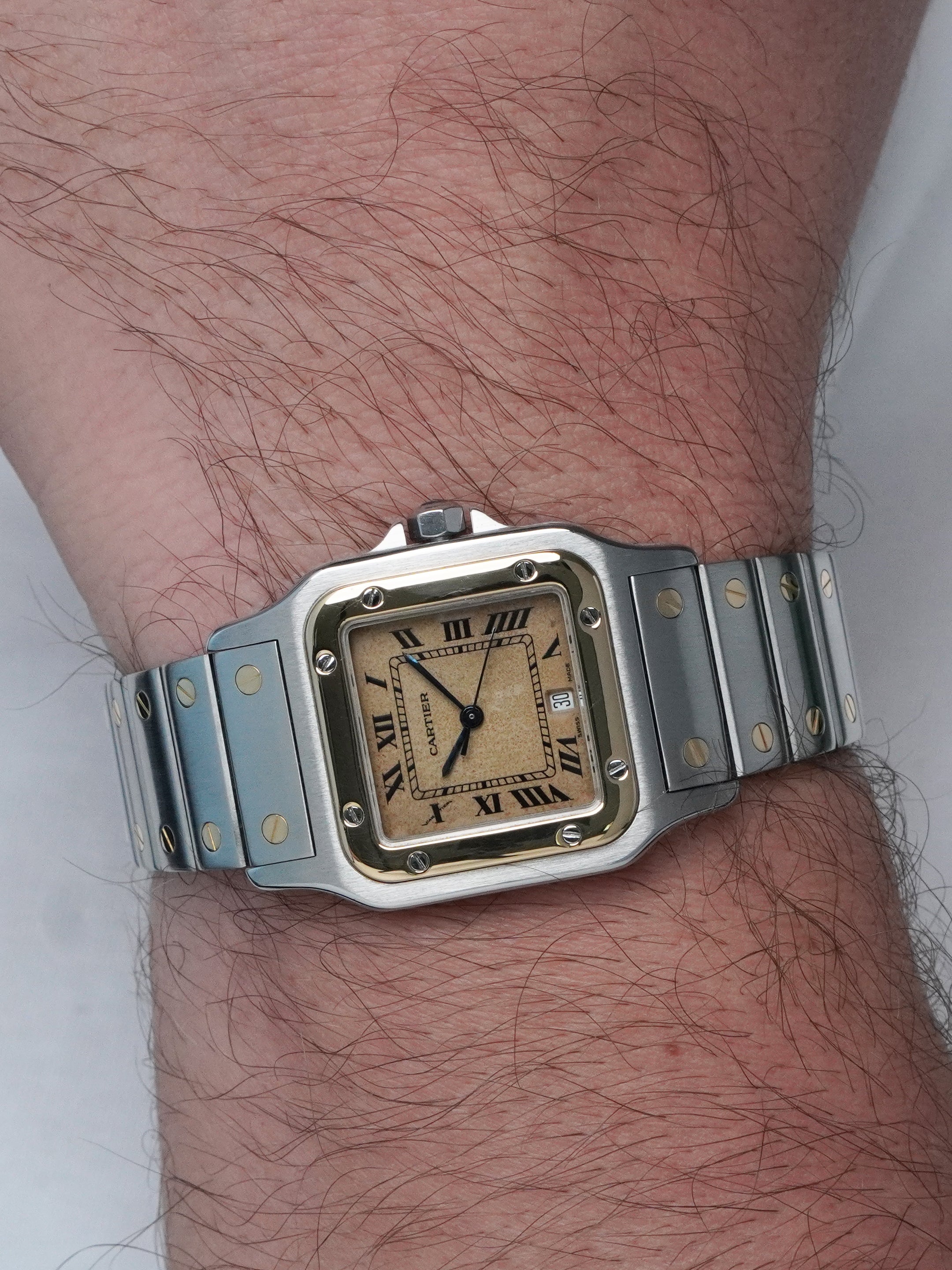 Cartier Santos Galbée 187901 - Steel/Gold, Tropical Dial, Quartz, Full Set (1993)