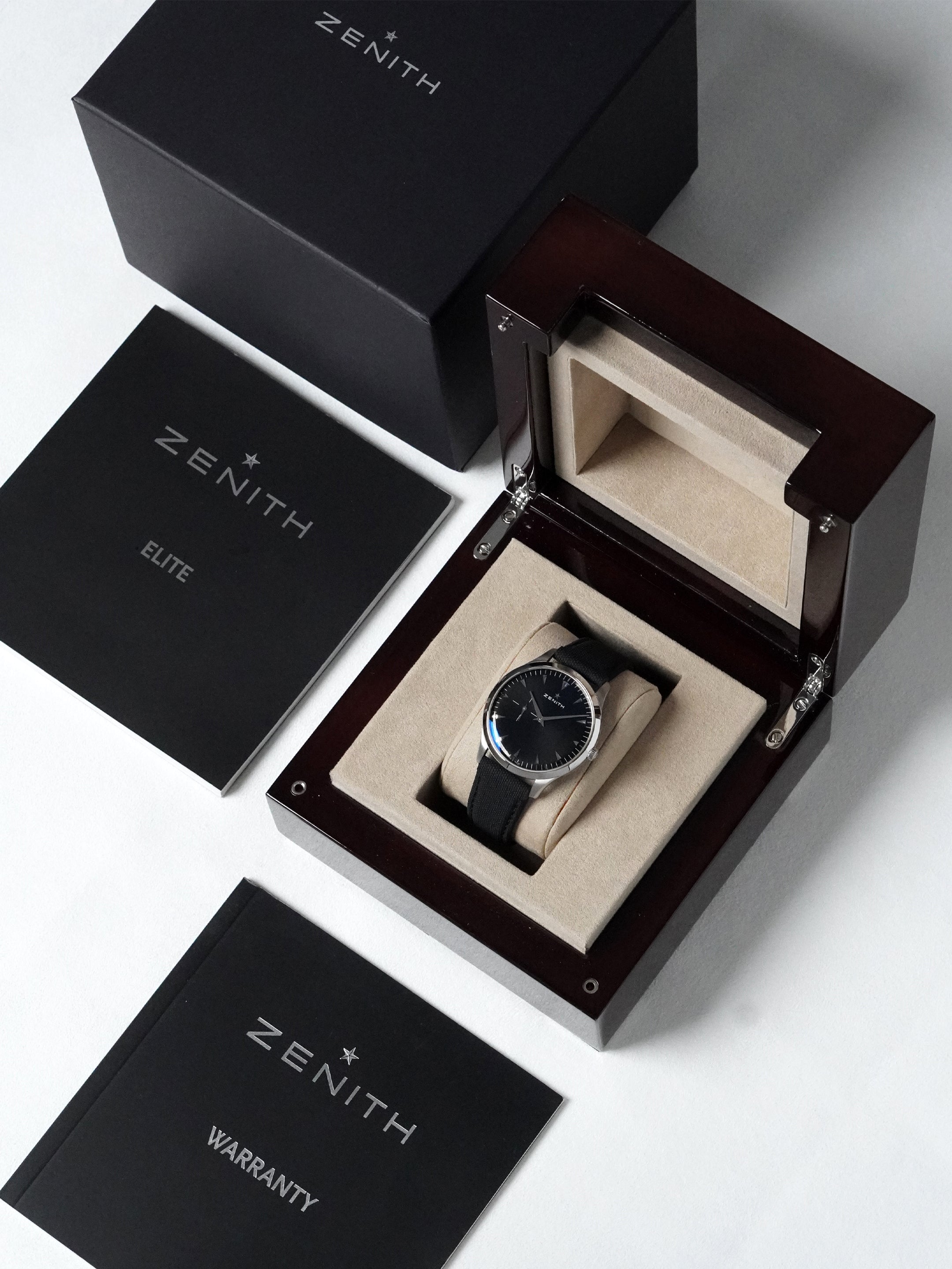 Zenith Elite Ultra Thin 03.2010.681/21.C493 - Stainless Steel, Black Dial, Automatic, Box (2012*)
