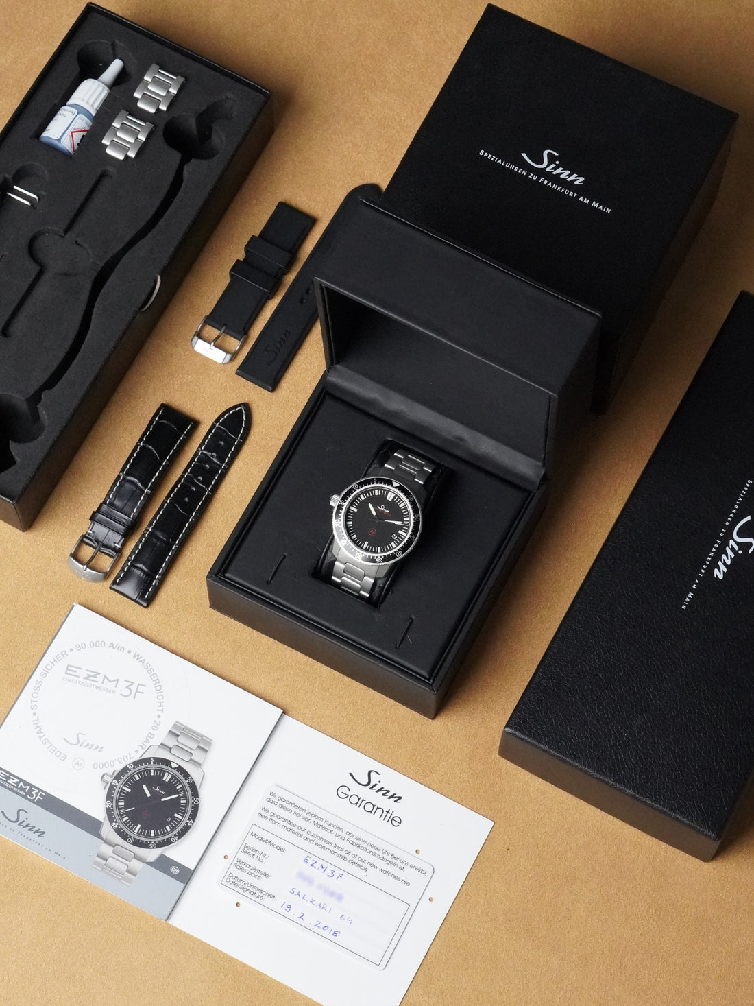 Sinn EZM 3F - Stainless Steel, Black Dial, Automatic, Full Set (2018)