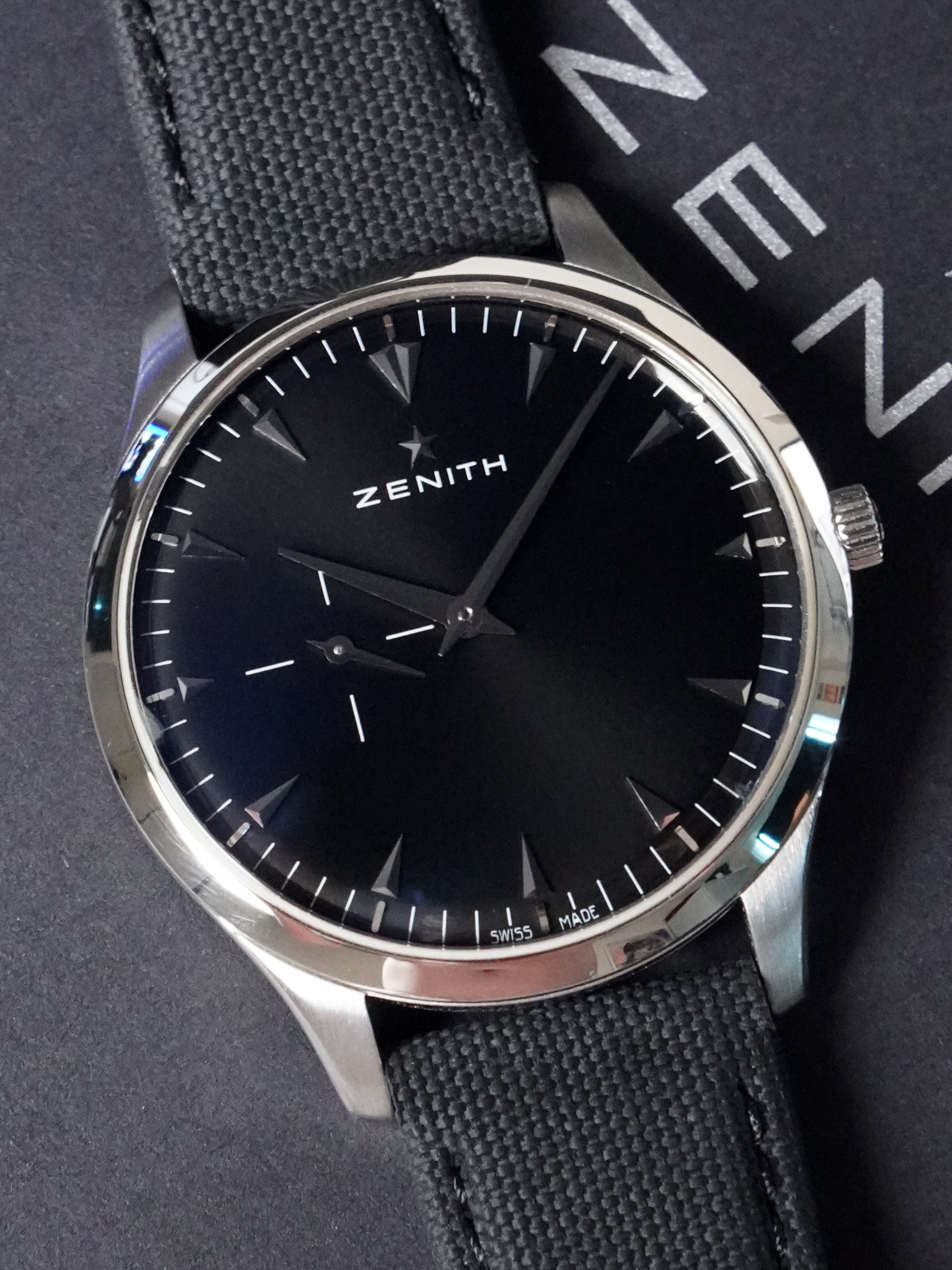 Zenith Elite Ultra Thin 03.2010.681/21.C493 - Stainless Steel, Black Dial, Automatic, Box (2012*)