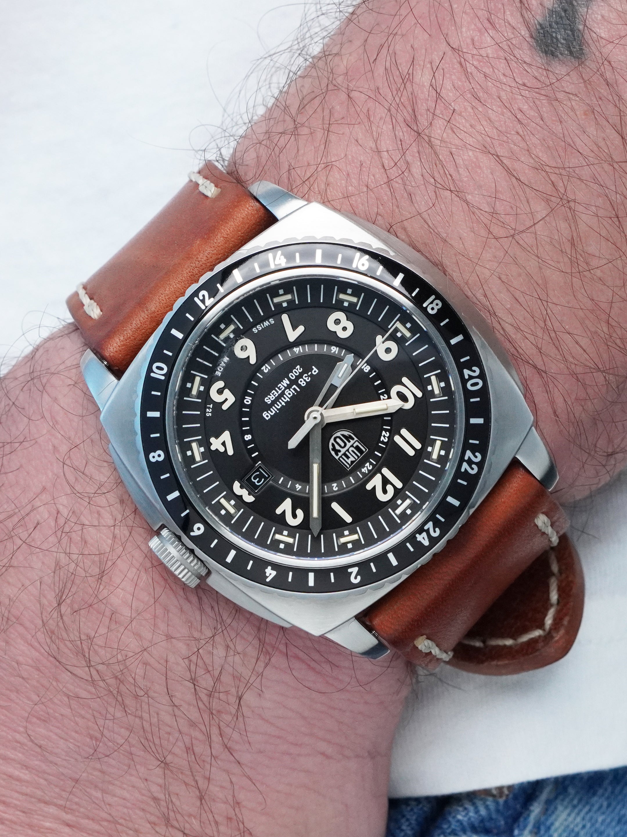 Luminox P-38 Lightning GMT XA.9427 - Stainless Steel, Black Dial, Quartz, Full Set (2015)