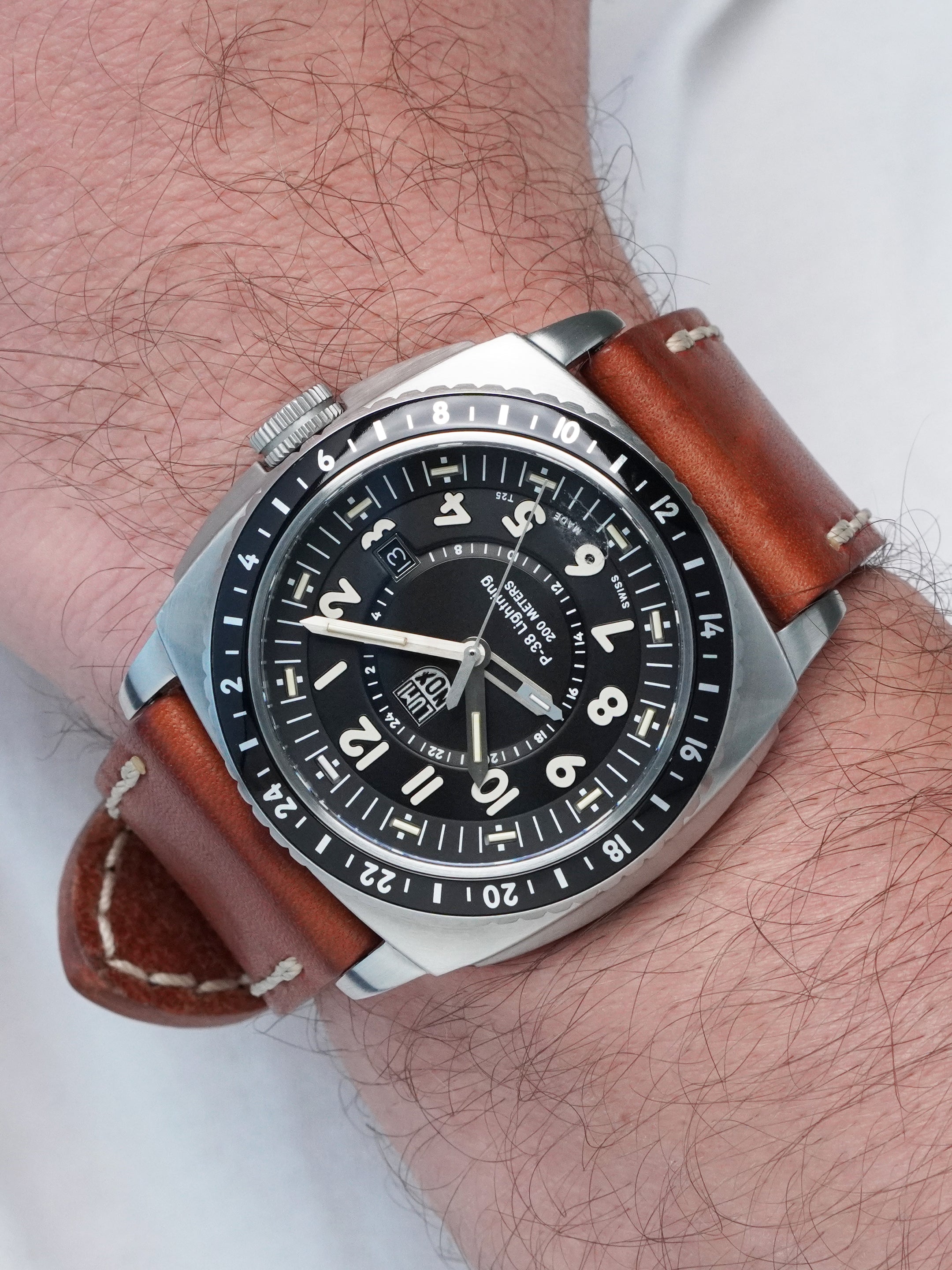 Luminox P-38 Lightning GMT XA.9427 - Stainless Steel, Black Dial, Quartz, Full Set (2015)