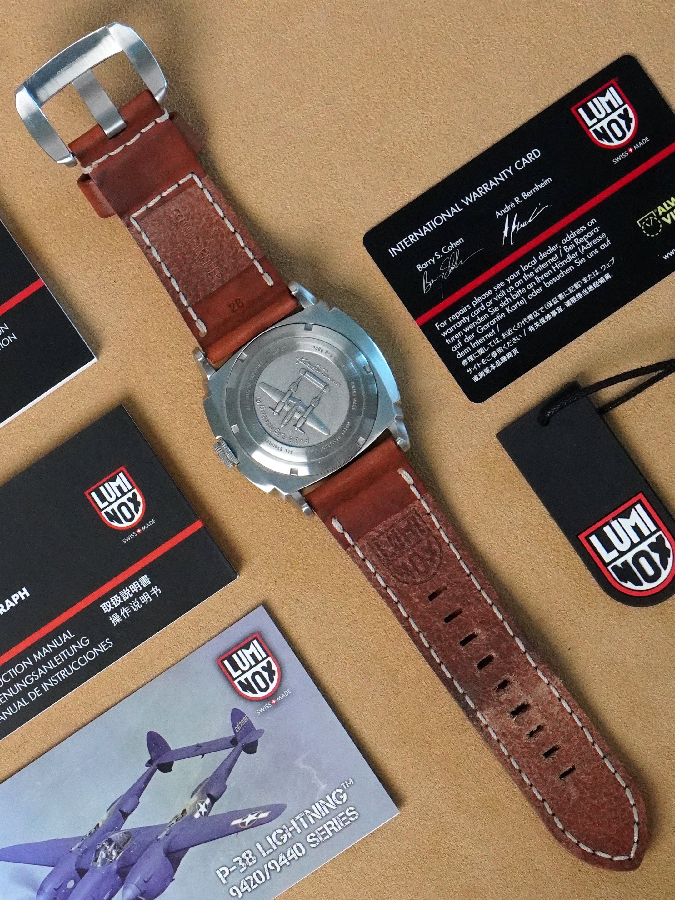 Luminox P-38 Lightning GMT XA.9427 - Stainless Steel, Black Dial, Quartz, Full Set (2015)