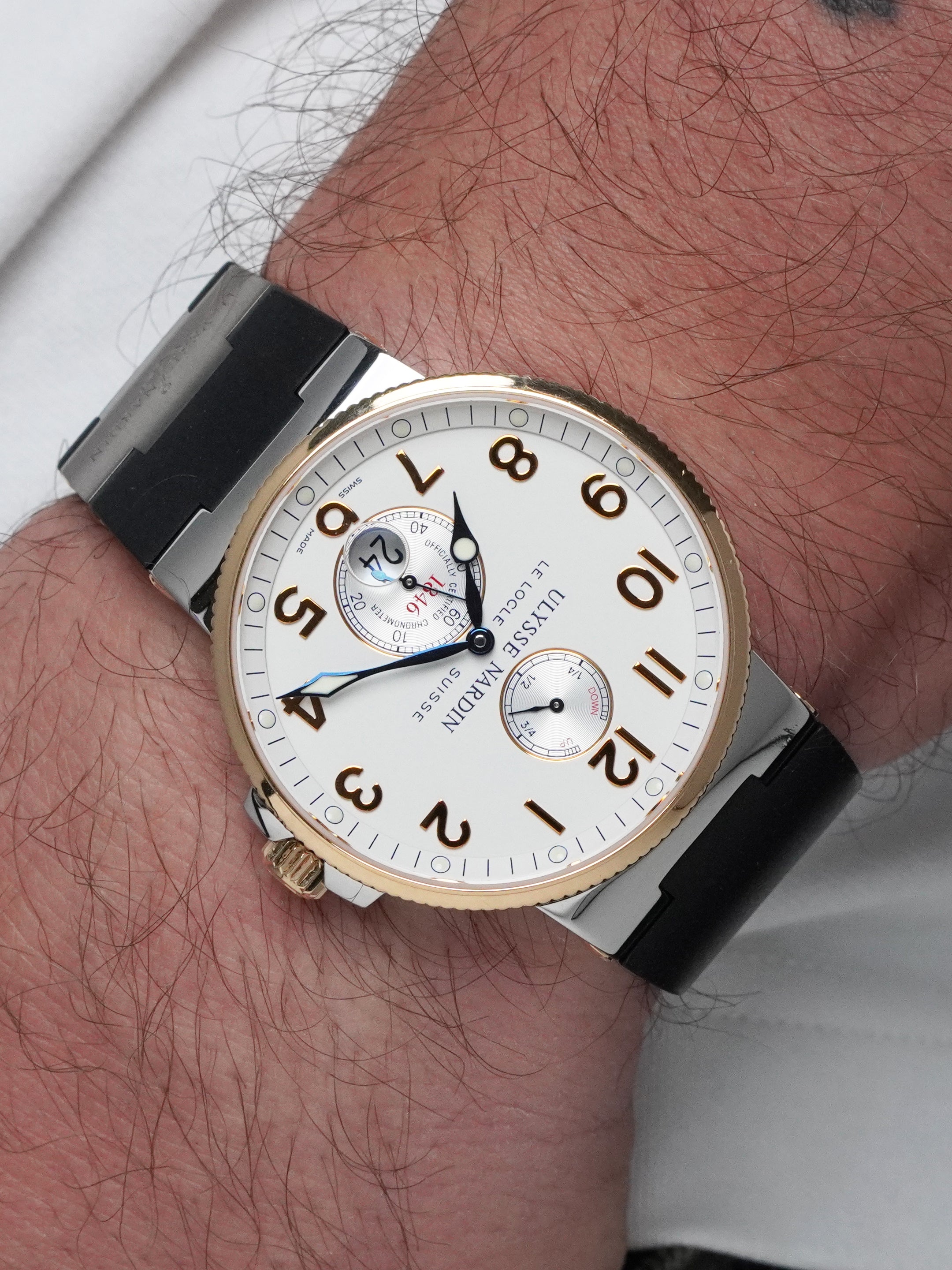 Ulysse Nardin Maxi Marine Chronometer 265-66-3T/60 - Rose Gold / SS, White Dial, Full Set (2016)