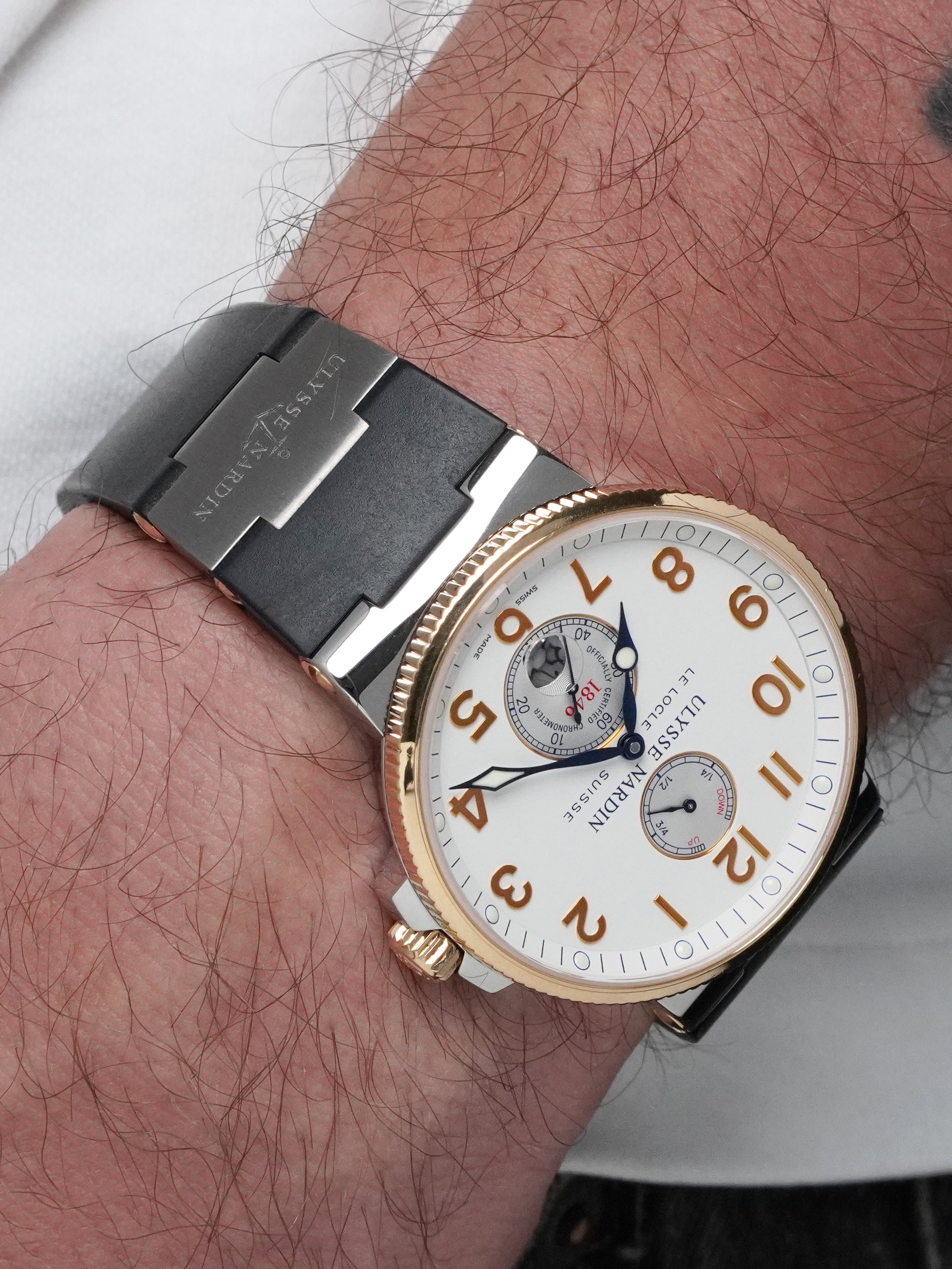 Ulysse Nardin Maxi Marine Chronometer 265-66-3T/60 - Rose Gold / SS, White Dial, Full Set (2016)