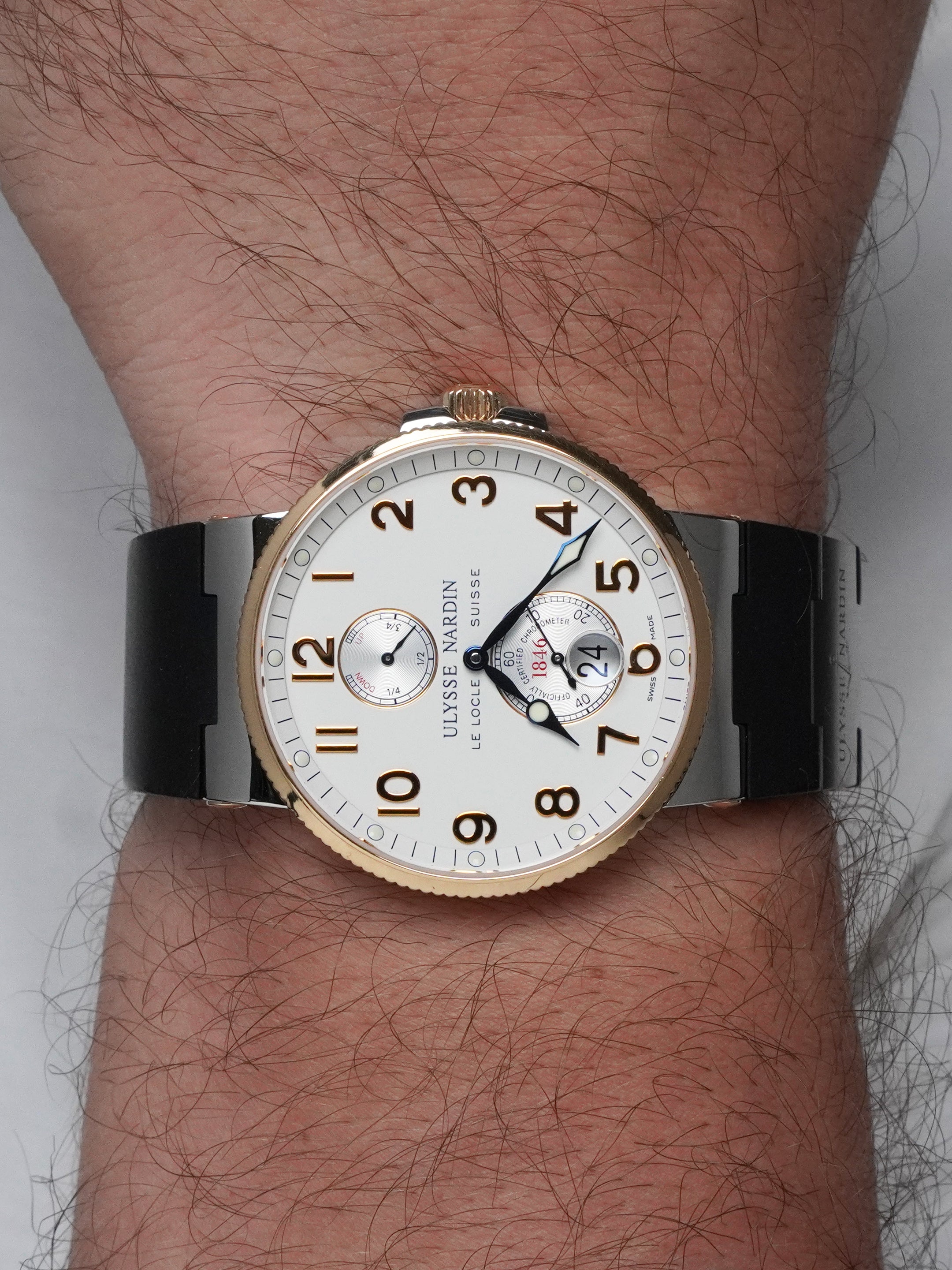 Ulysse Nardin Maxi Marine Chronometer 265-66-3T/60 - Rose Gold / SS, White Dial, Full Set (2016)