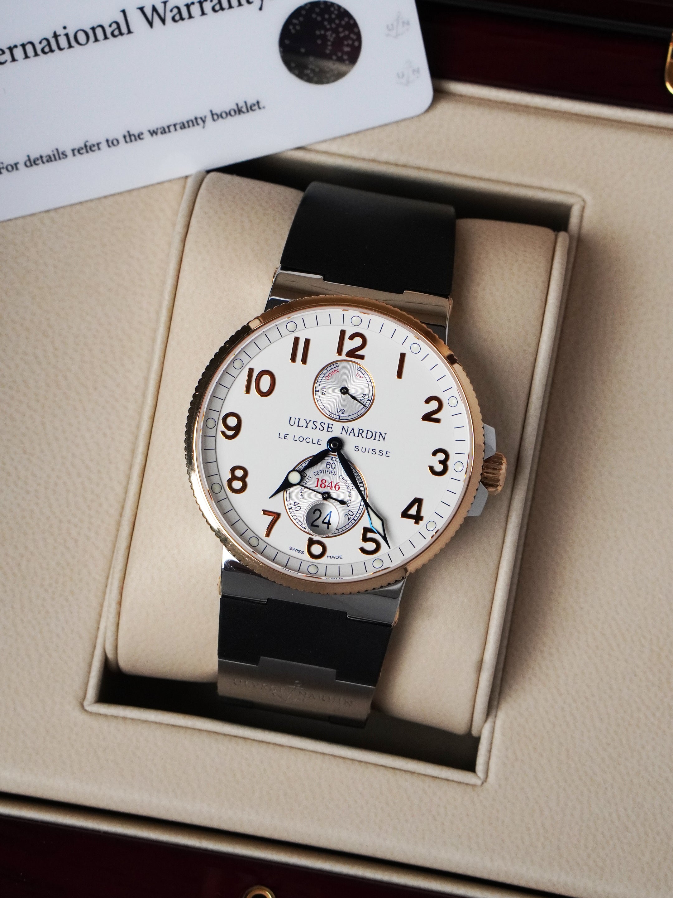 Ulysse Nardin Maxi Marine Chronometer 265-66-3T/60 - Rose Gold / SS, White Dial, Full Set (2016)