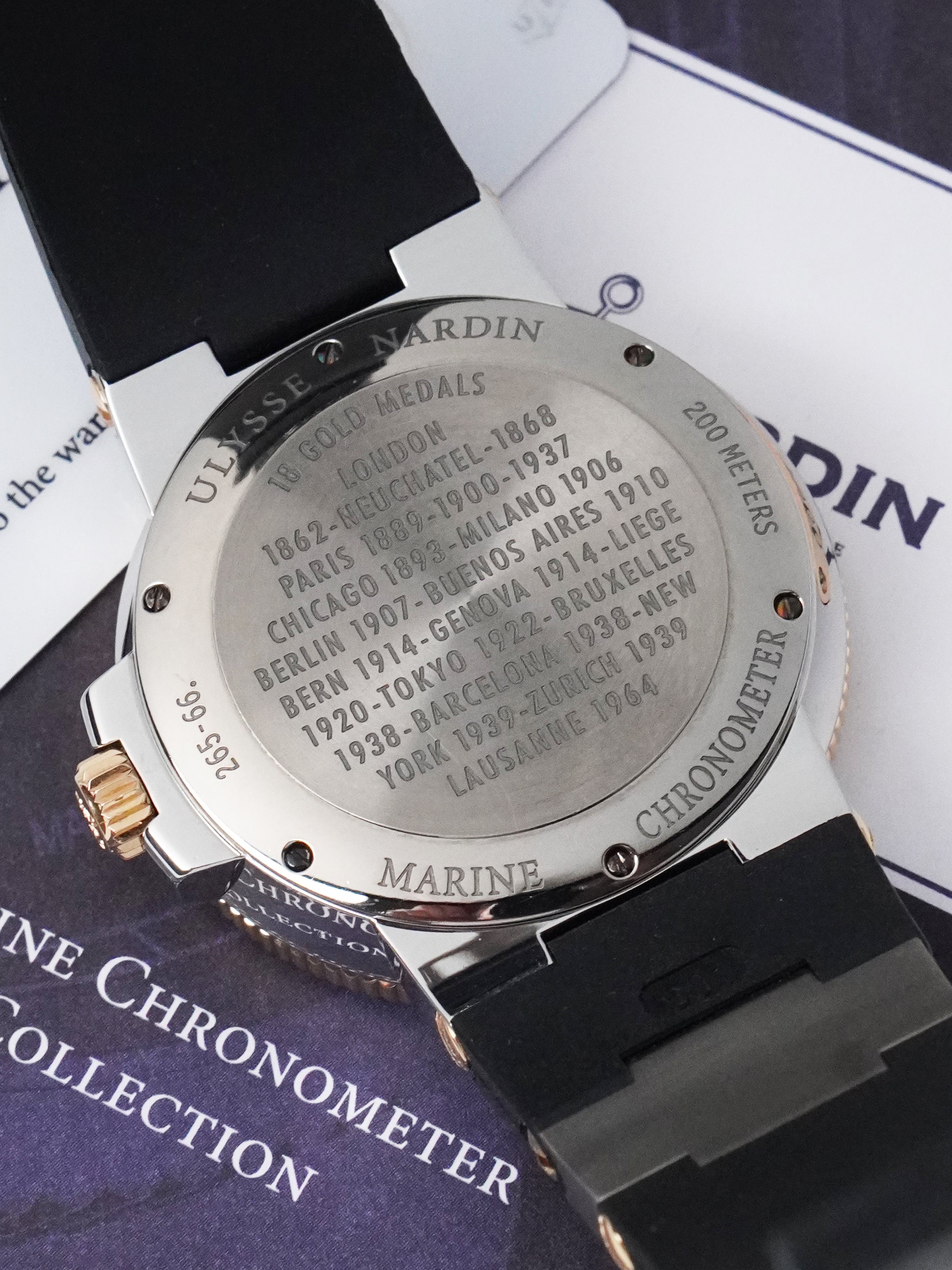 Ulysse Nardin Maxi Marine Chronometer 265-66-3T/60 - Rose Gold / SS, White Dial, Full Set (2016)