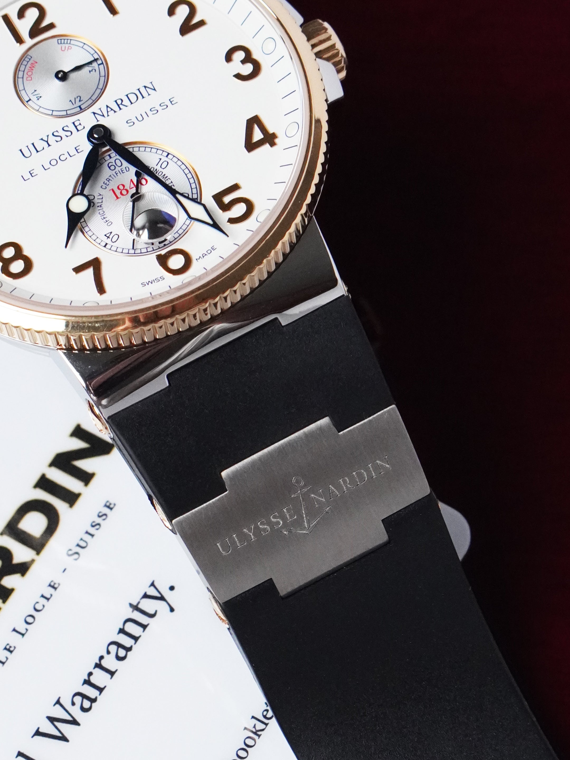Ulysse Nardin Maxi Marine Chronometer 265-66-3T/60 - Rose Gold / SS, White Dial, Full Set (2016)