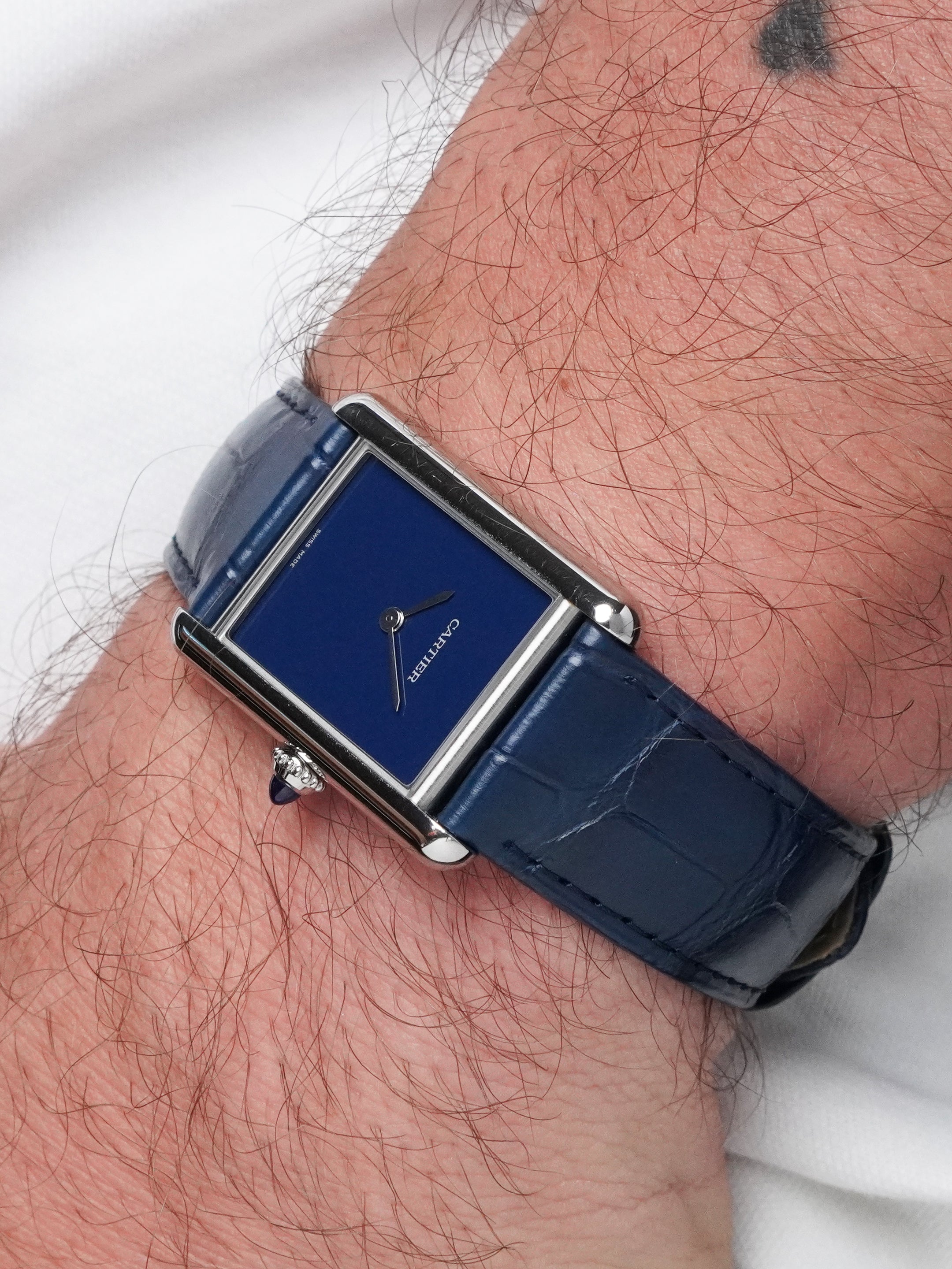 Cartier Tank Must Blue Large WSTA0055 / 4323 - Stainless Steel, Blue Dial, Quartz, Full Set (2022)