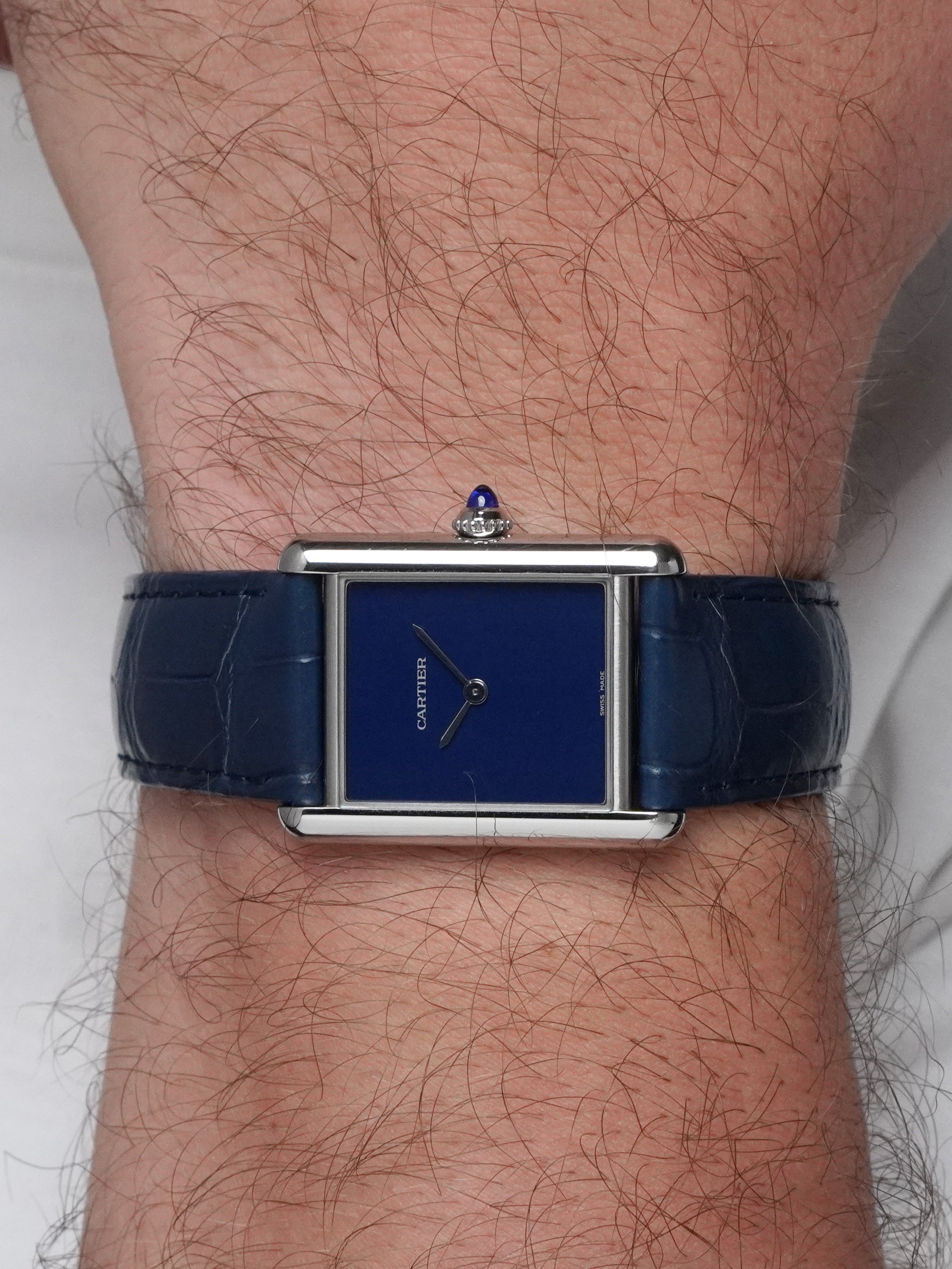 Cartier Tank Must Blue Large WSTA0055 / 4323 - Stainless Steel, Blue Dial, Quartz, Full Set (2022)