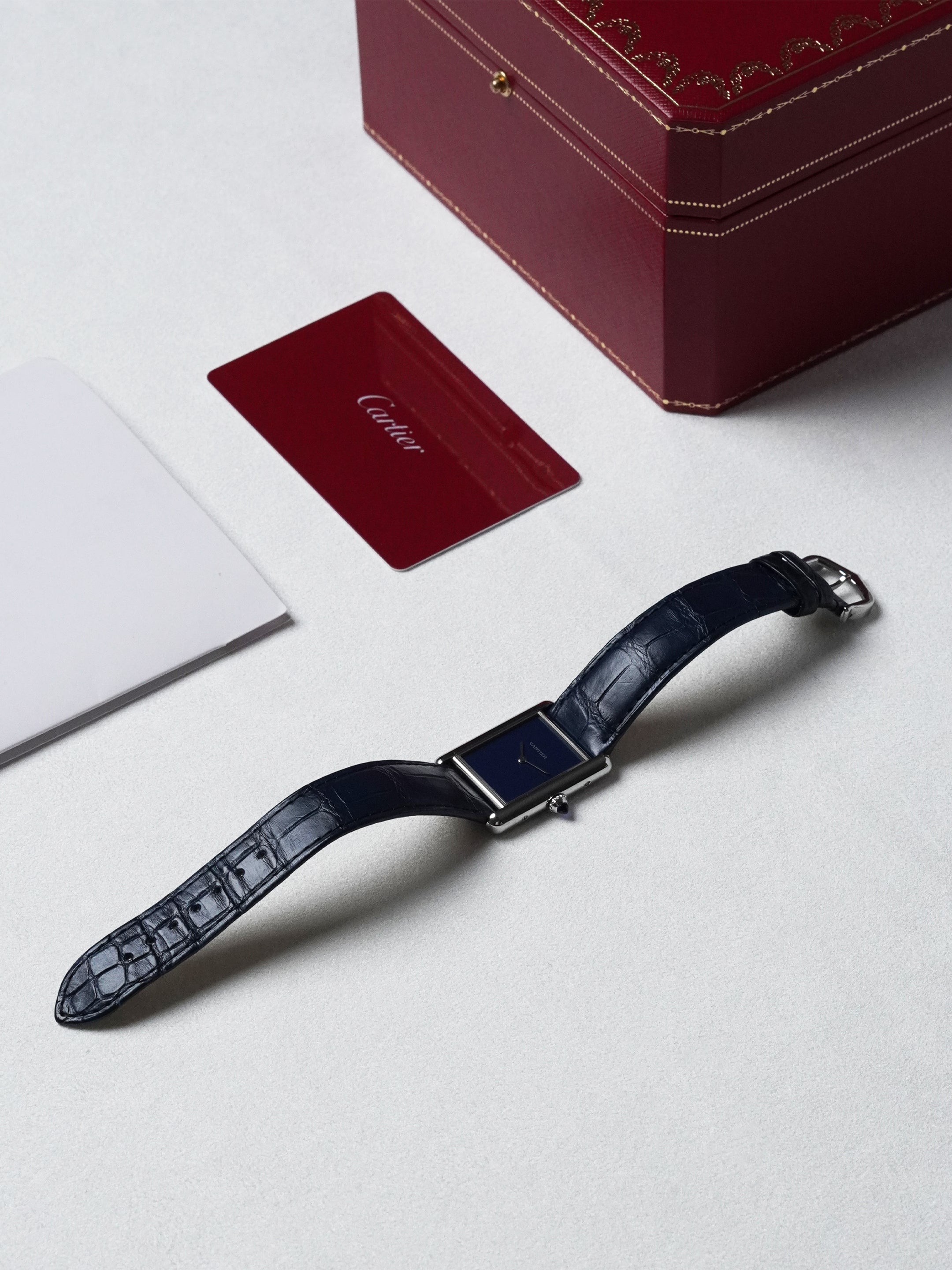 Cartier Tank Must Blue Large WSTA0055 / 4323 - Stainless Steel, Blue Dial, Quartz, Full Set (2022)
