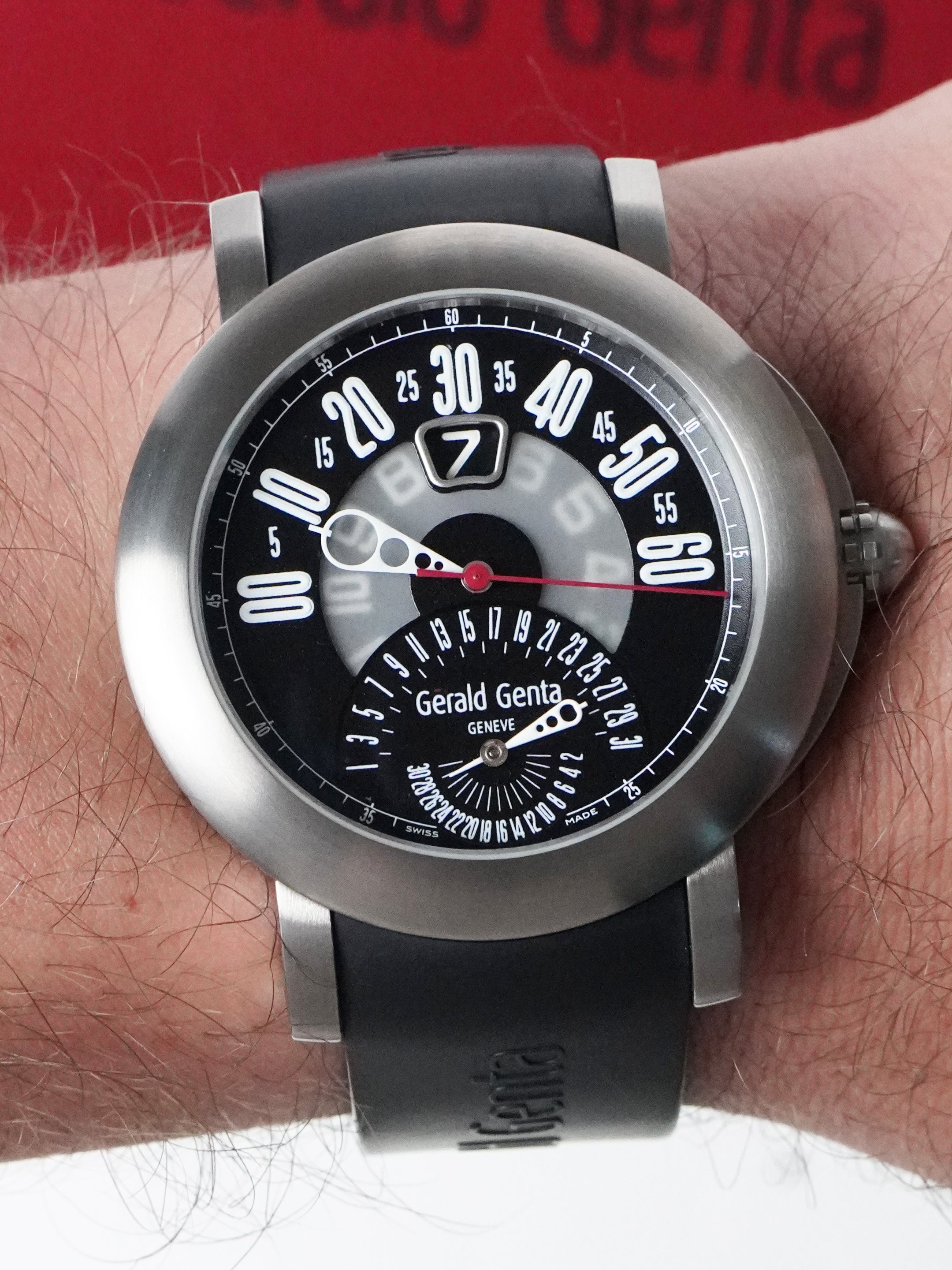 Gérald Genta Arena Bi-Retro Sport BSP.Y.80 - Titanium, Black Dial, Automatic, Box (2008)