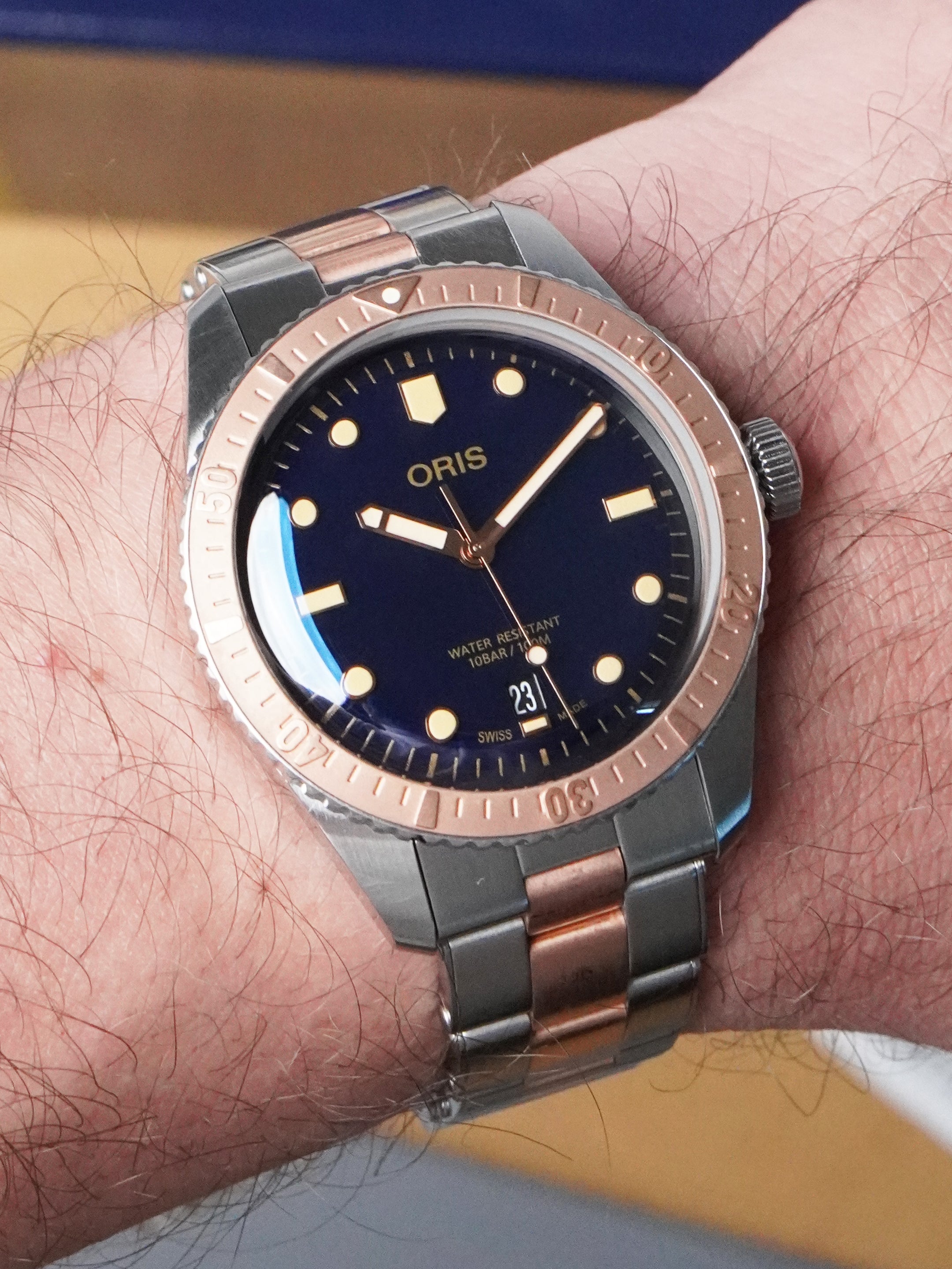 Oris Divers Sixty Five 01 733 7707 4355 - SS/Bronze, Blue Dial, Automatic, Full Set (2024)