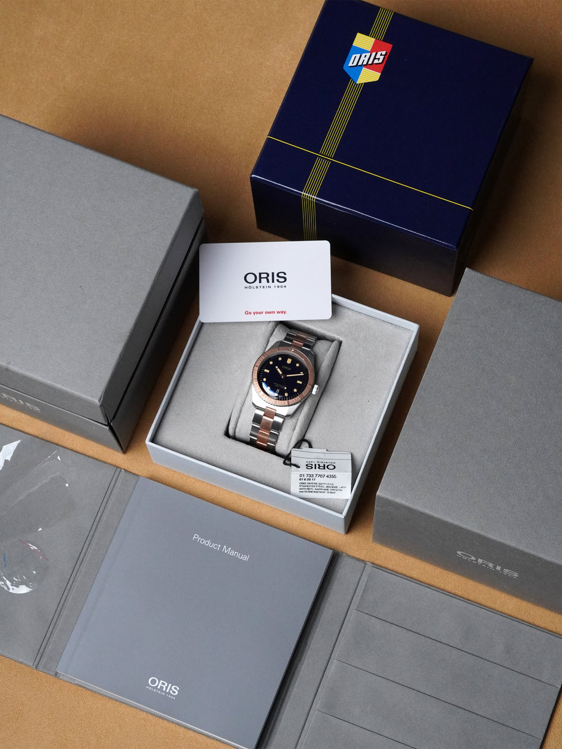 Oris Divers Sixty Five 01 733 7707 4355 - SS/Bronze, Blue Dial, Automatic, Full Set (2024)