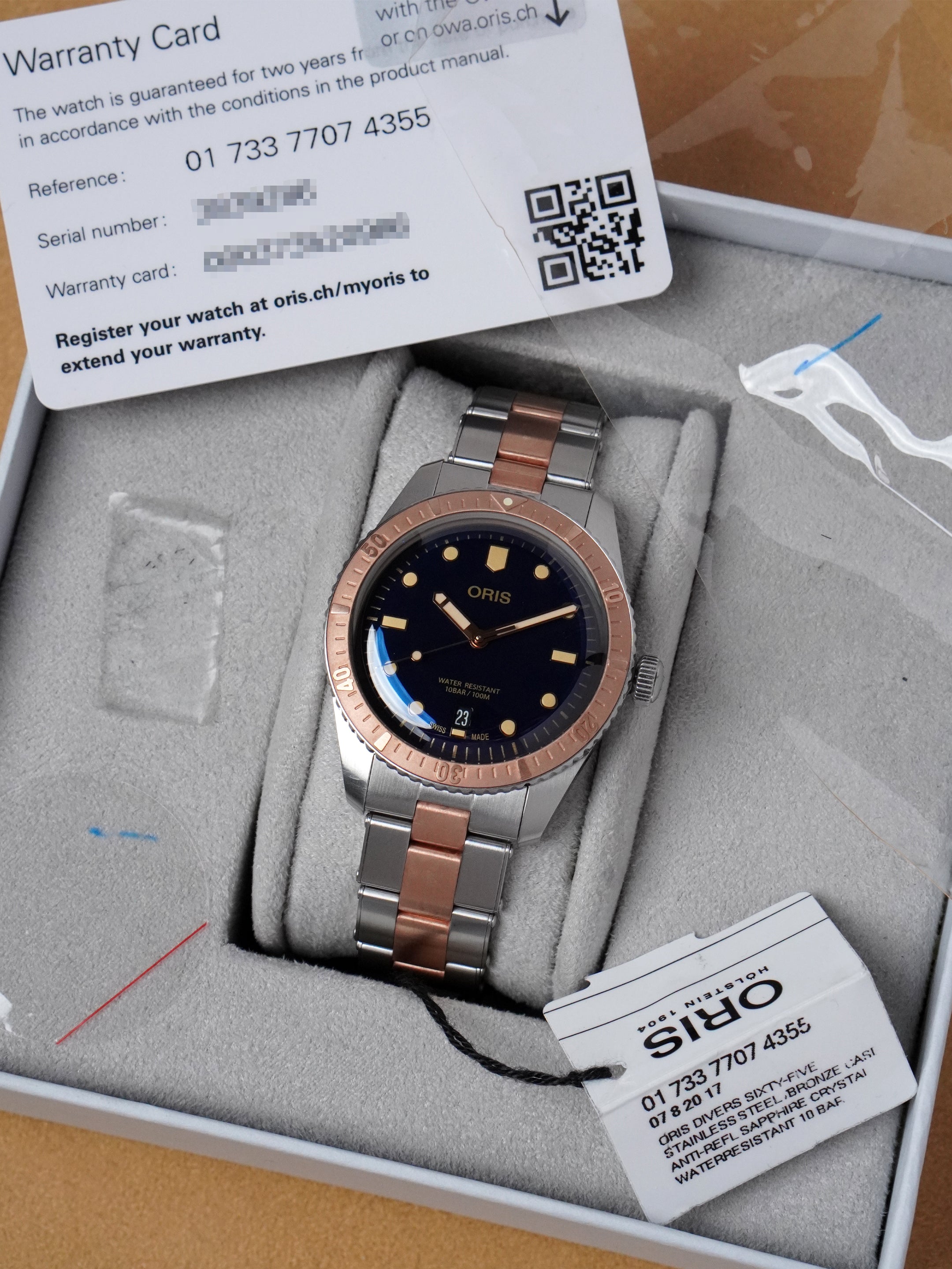 Oris Divers Sixty Five 01 733 7707 4355 - SS/Bronze, Blue Dial, Automatic, Full Set (2024)