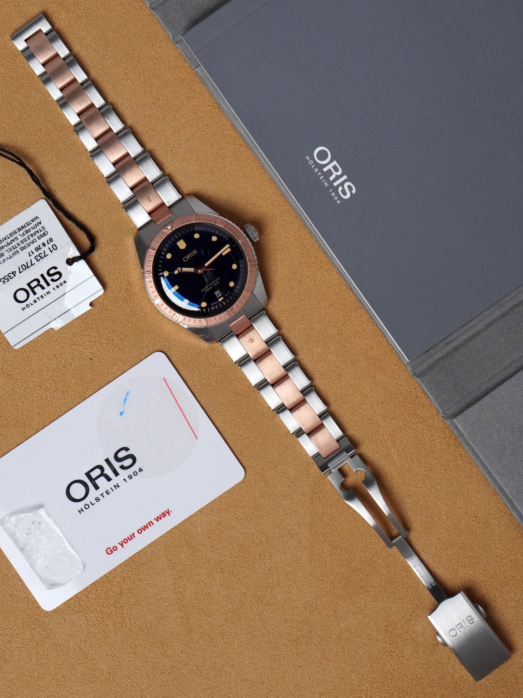 Oris Divers Sixty Five 01 733 7707 4355 - SS/Bronze, Blue Dial, Automatic, Full Set (2024)