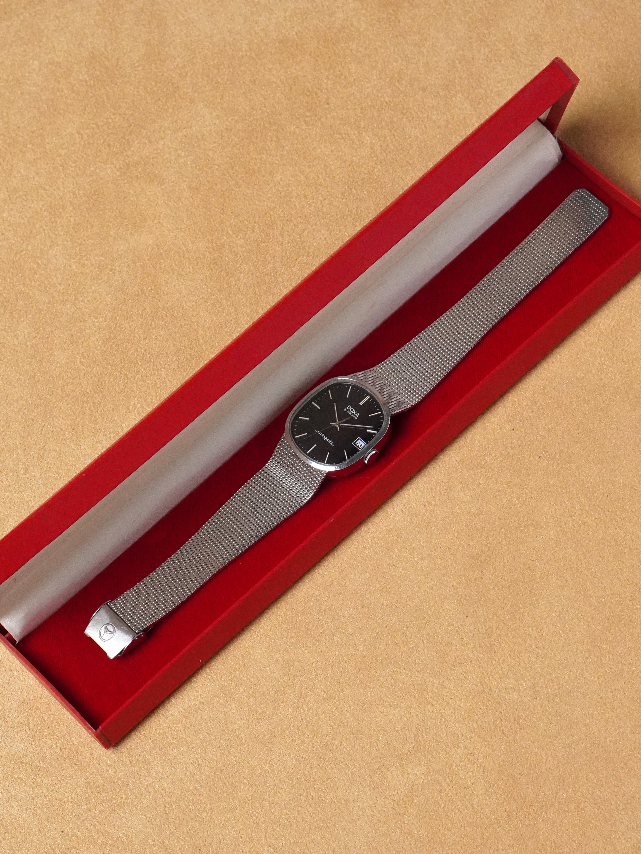 Doxa by Synchron Stratoquartz Ellipse - Stainless Steel, Blue Dial, Quartz, Original Box (1976*)