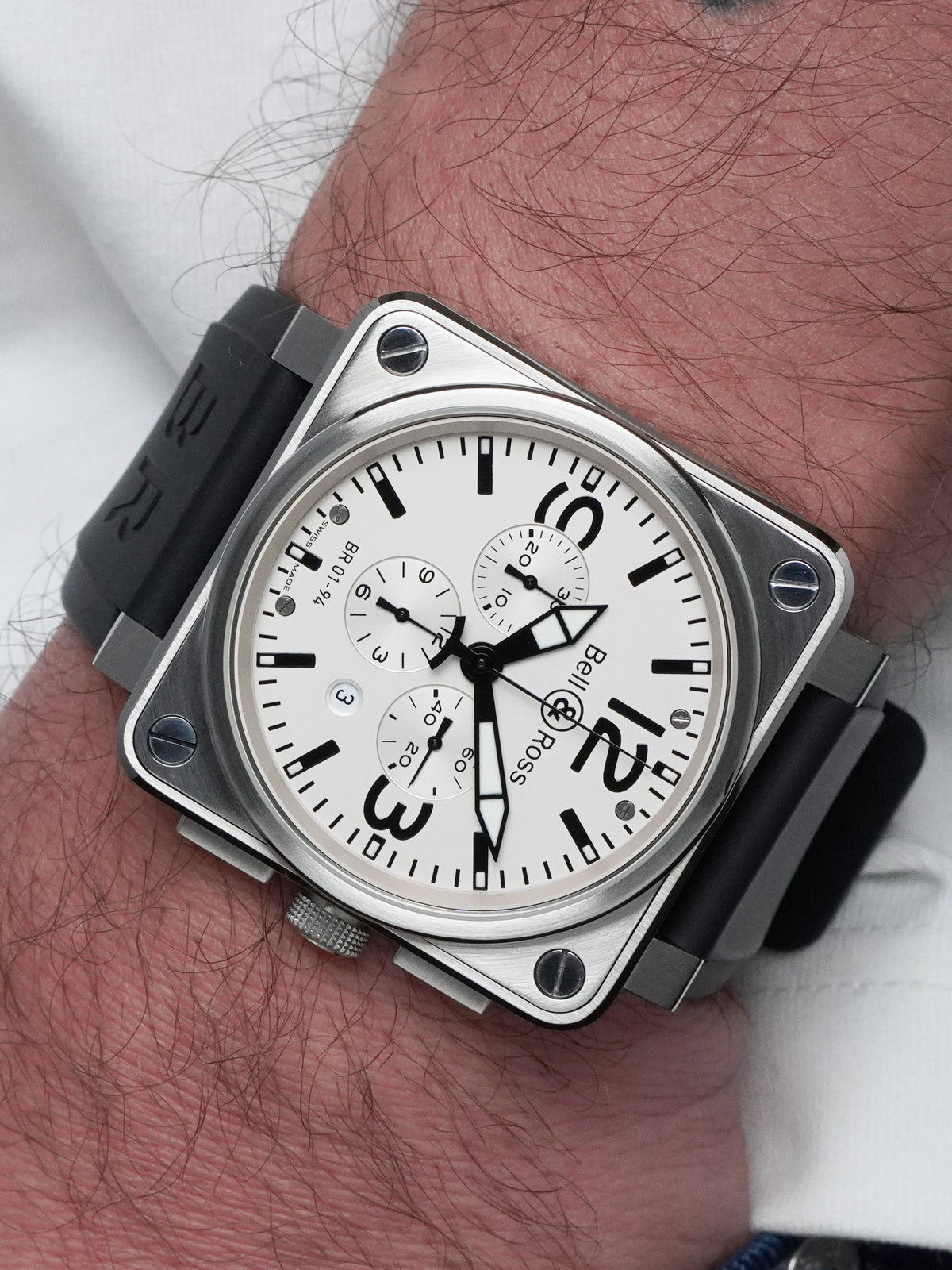 Bell & Ross BR 01-94 Chronograph - Stainless Steel, Silver Dial, Automatic, Full Set (2005)