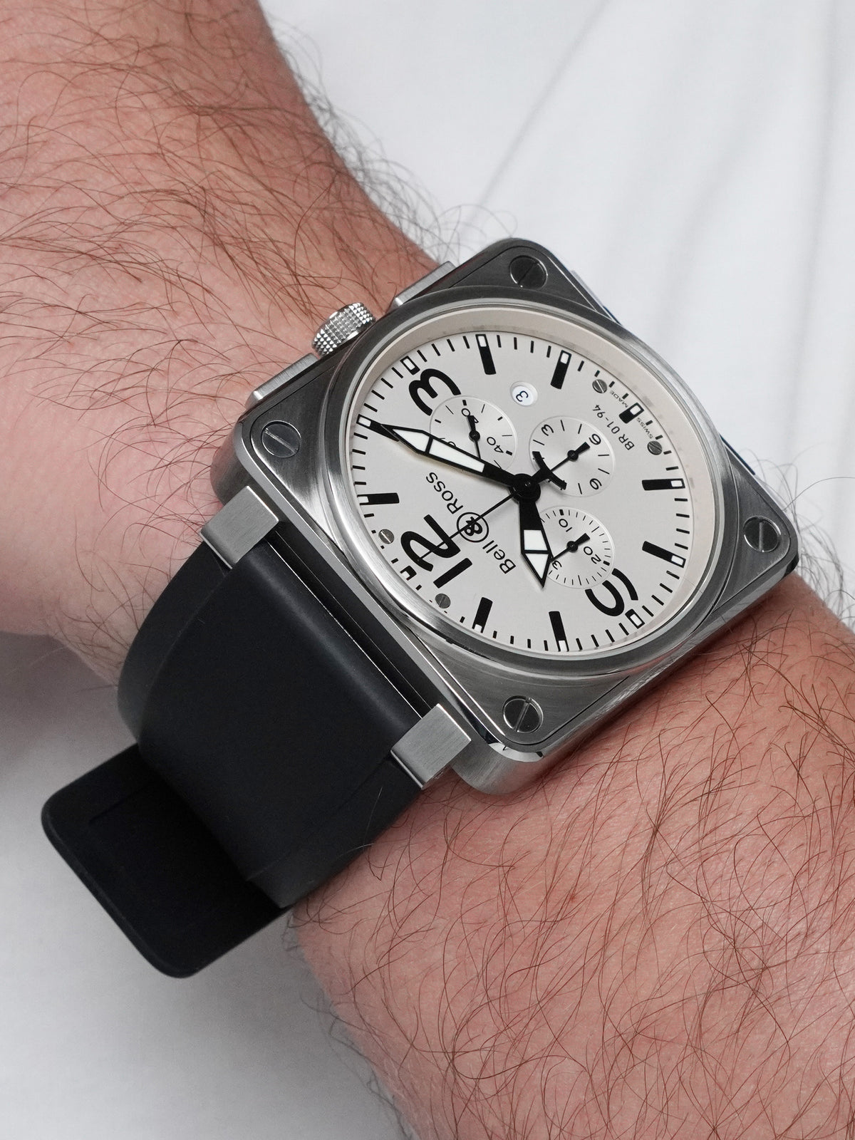 Bell & Ross BR 01-94 Chronograph - Stainless Steel, Silver Dial, Automatic, Full Set (2005)