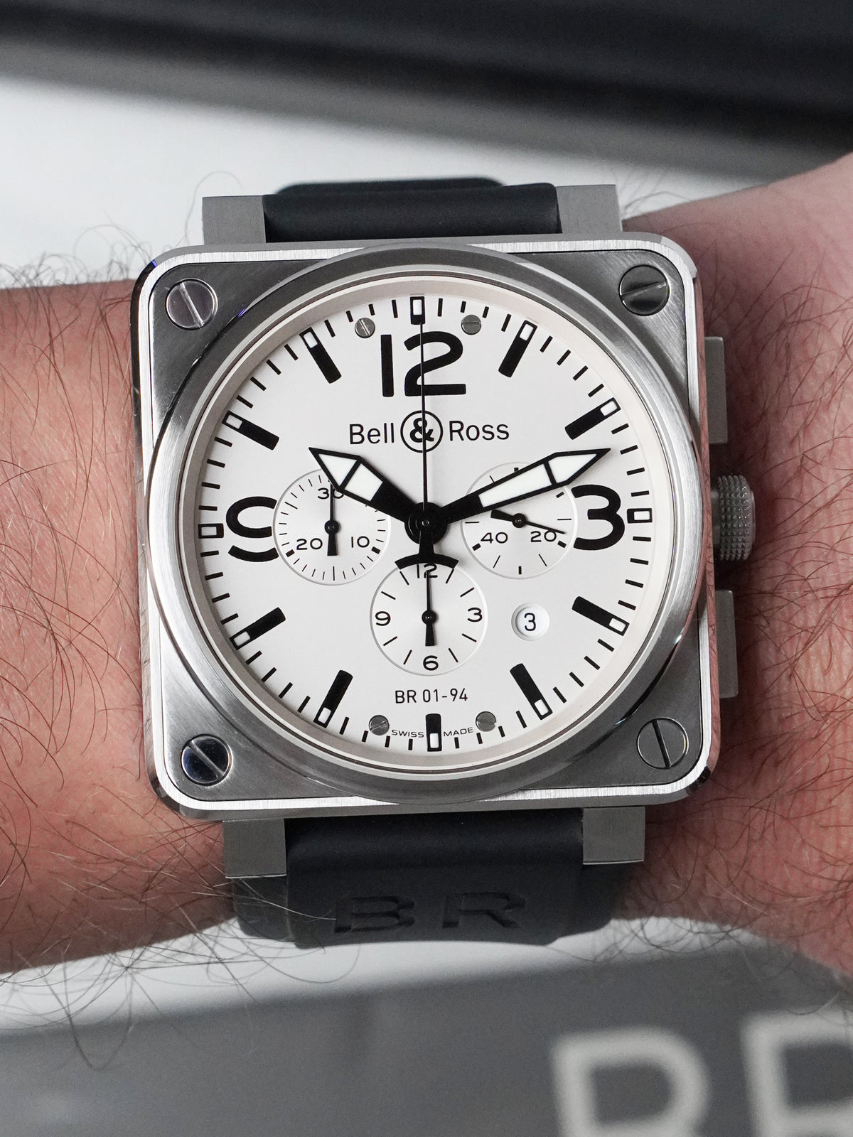 Bell & Ross BR 01-94 Chronograph - Stainless Steel, Silver Dial, Automatic, Full Set (2005)