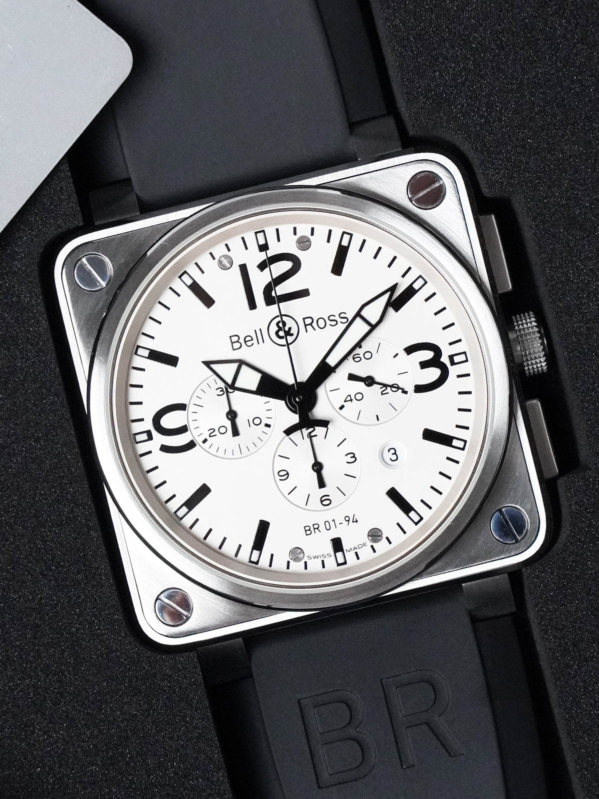 Bell & Ross BR 01-94 Chronograph - Stainless Steel, Silver Dial, Automatic, Full Set (2005)