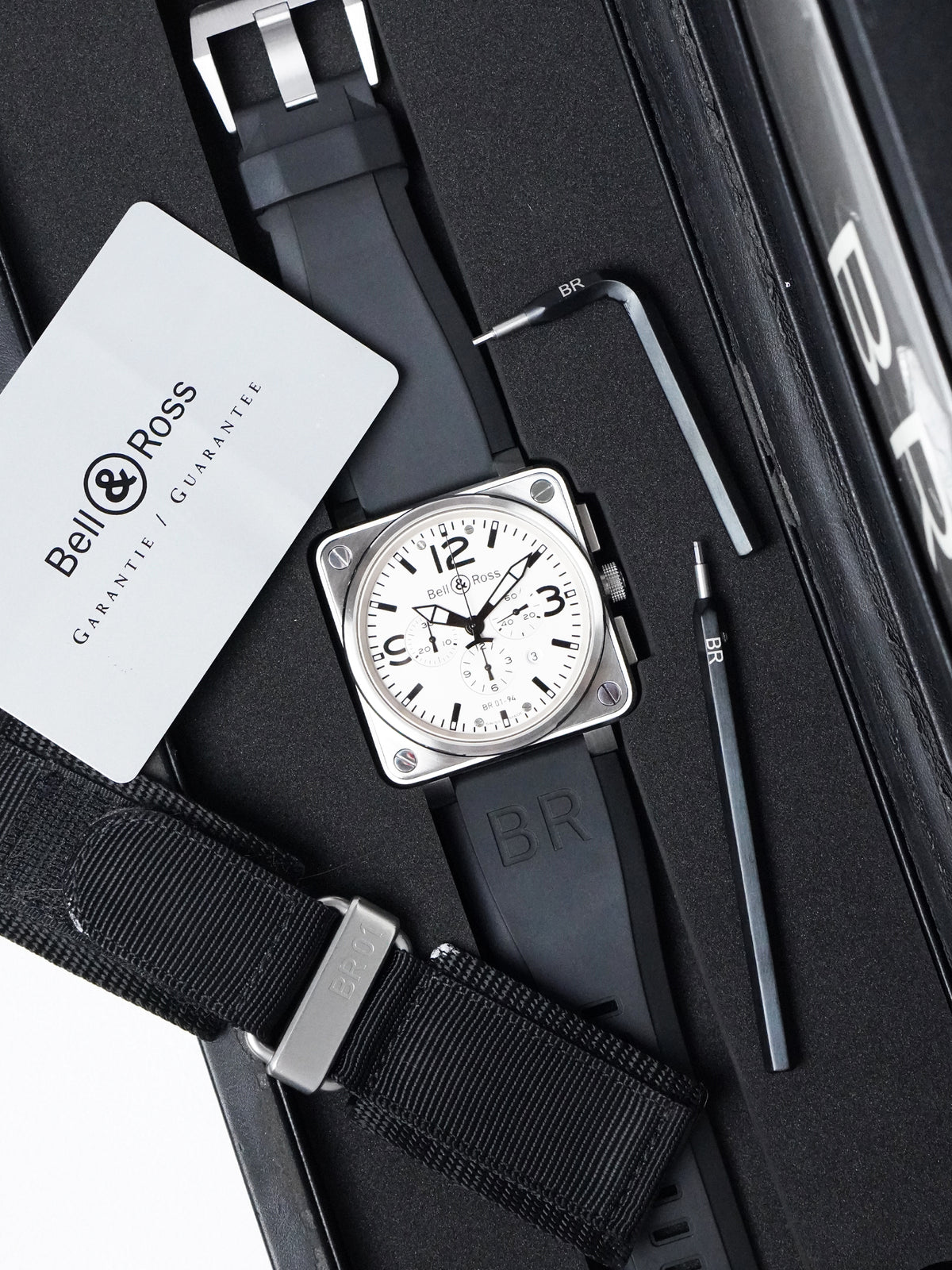 Bell & Ross BR 01-94 Chronograph - Stainless Steel, Silver Dial, Automatic, Full Set (2005)