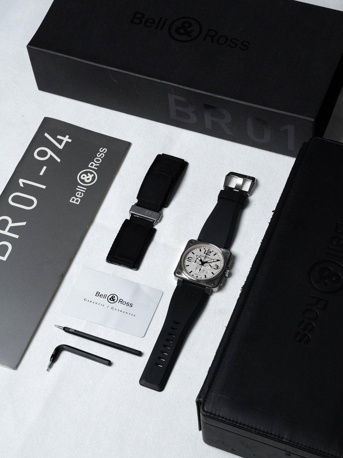 Bell & Ross BR 01-94 Chronograph - Stainless Steel, Silver Dial, Automatic, Full Set (2005)