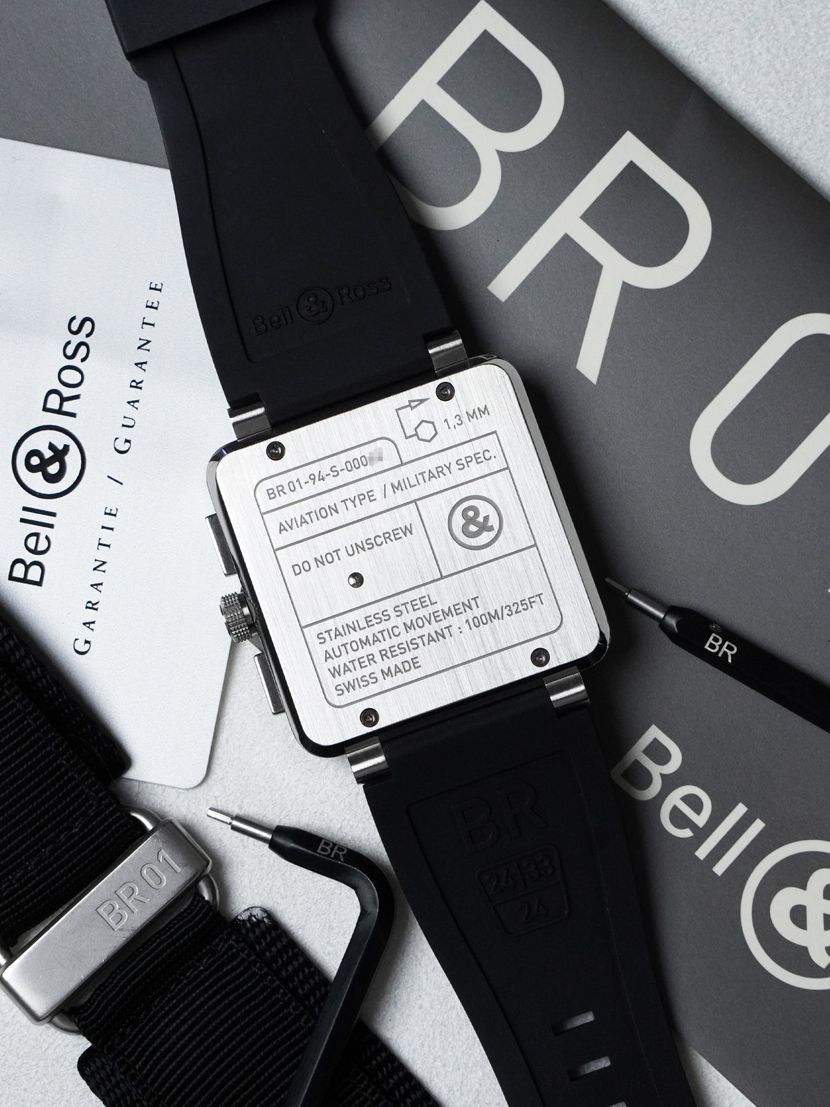 Bell & Ross BR 01-94 Chronograph - Stainless Steel, Silver Dial, Automatic, Full Set (2005)